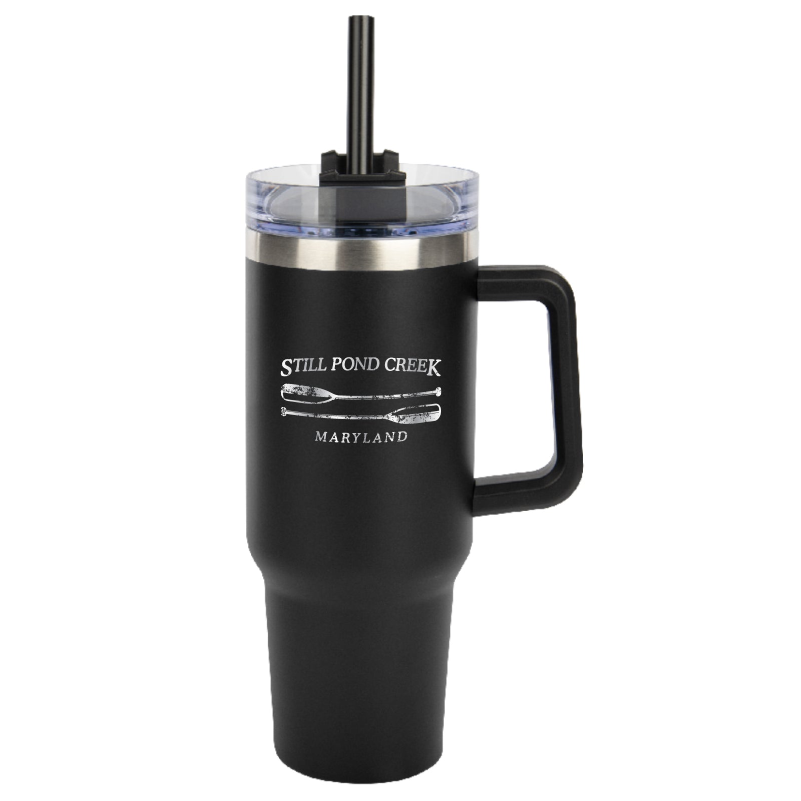 Churn Creek Outfitters - 'STILL POND CREEK' 40oz. Laser-Engraved Stainless Steel Tumbler with Straw