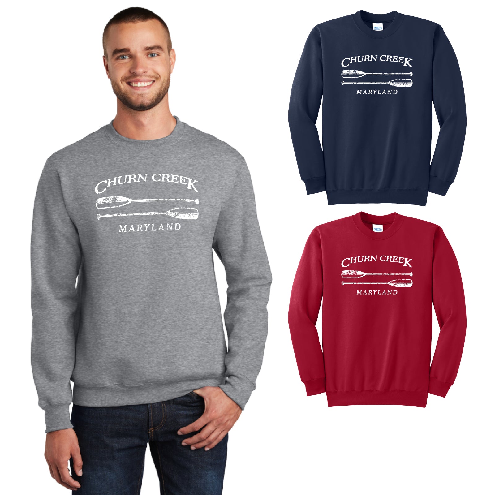Churn Creek Outfitters - 'CHURN CREEK' Youth / Adult Unisex Fleece Crewneck Sweatshirt