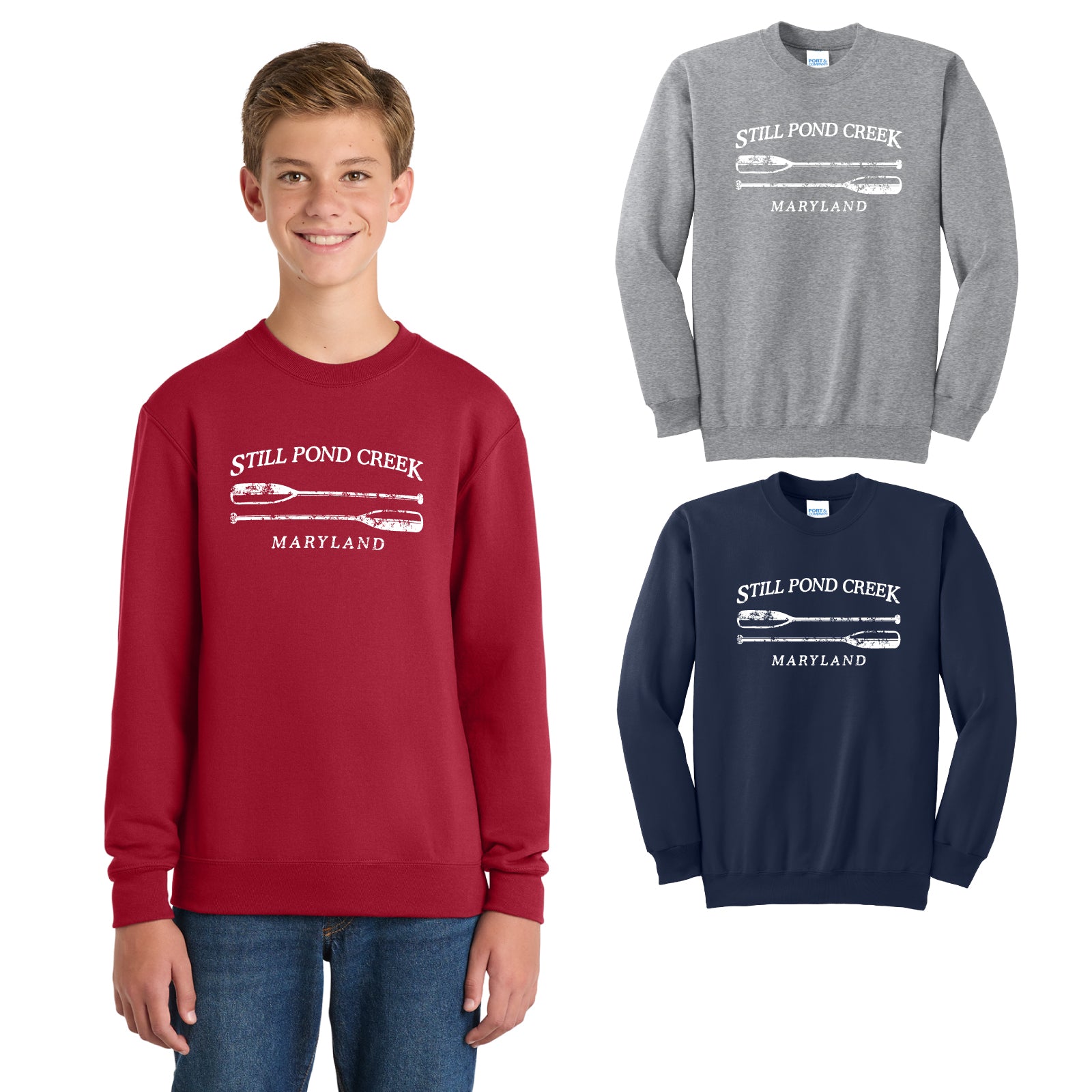 Churn Creek Outfitters - 'STILL POND CREEK' Youth / Adult Unisex Fleece Crewneck Sweatshirt