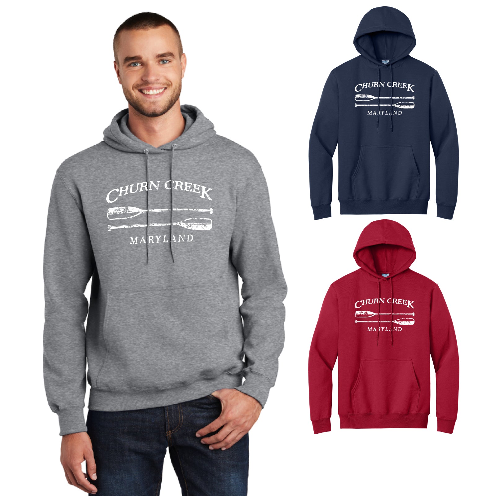 Churn Creek Outfitters - 'CHURN CREEK' Youth / Adult Unisex Fleece Hooded Sweatshirt