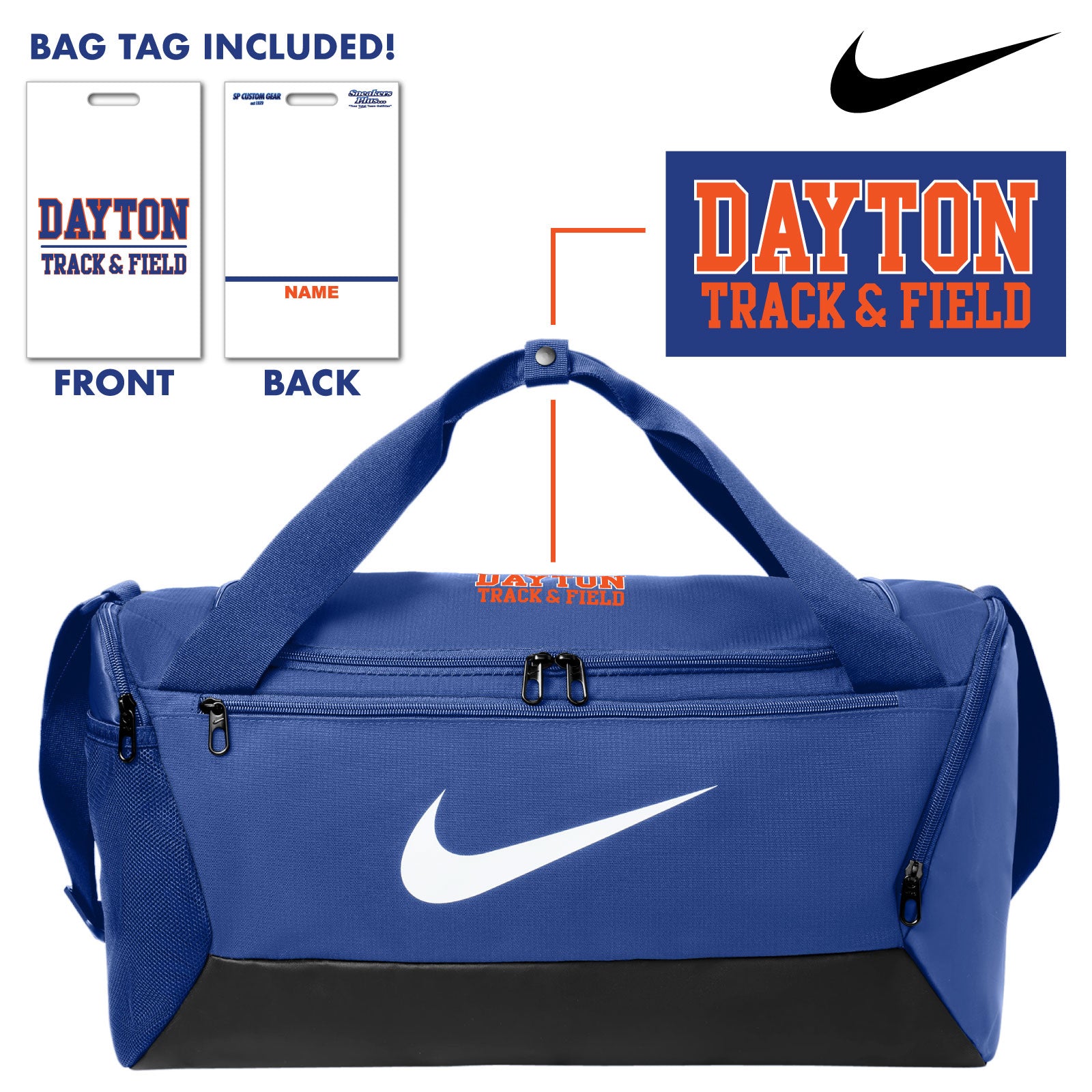 Jonathan Dayton H.S. Track & Field - Nike® Brasilia Small Duffel with Bag Tag