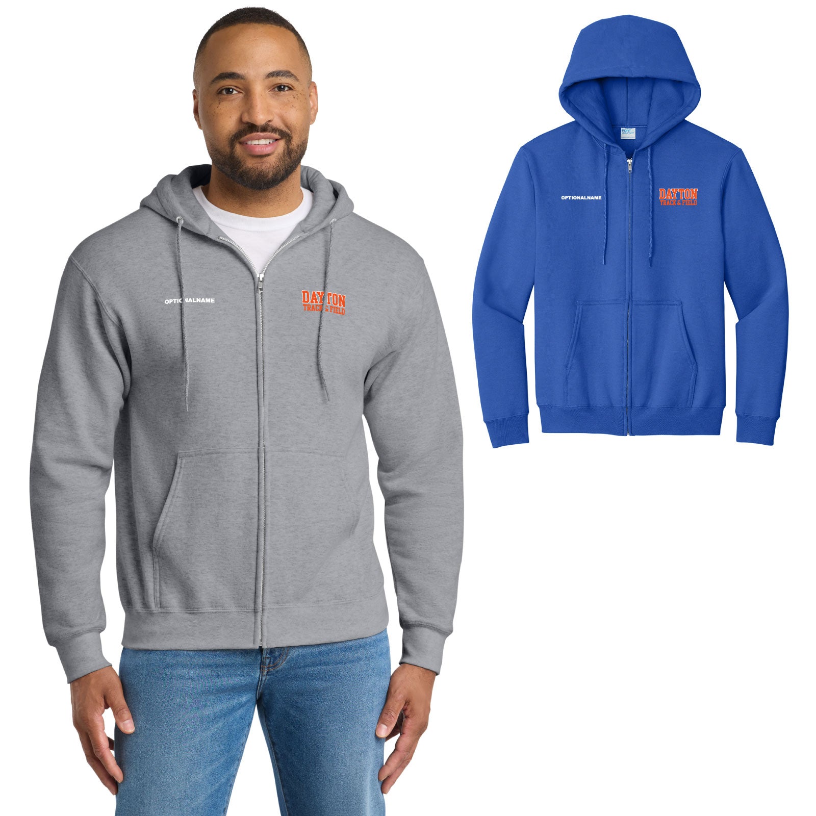 Jonathan Dayton H.S. Track & Field - Adult Unisex Full-Zip Hooded Sweatshirt