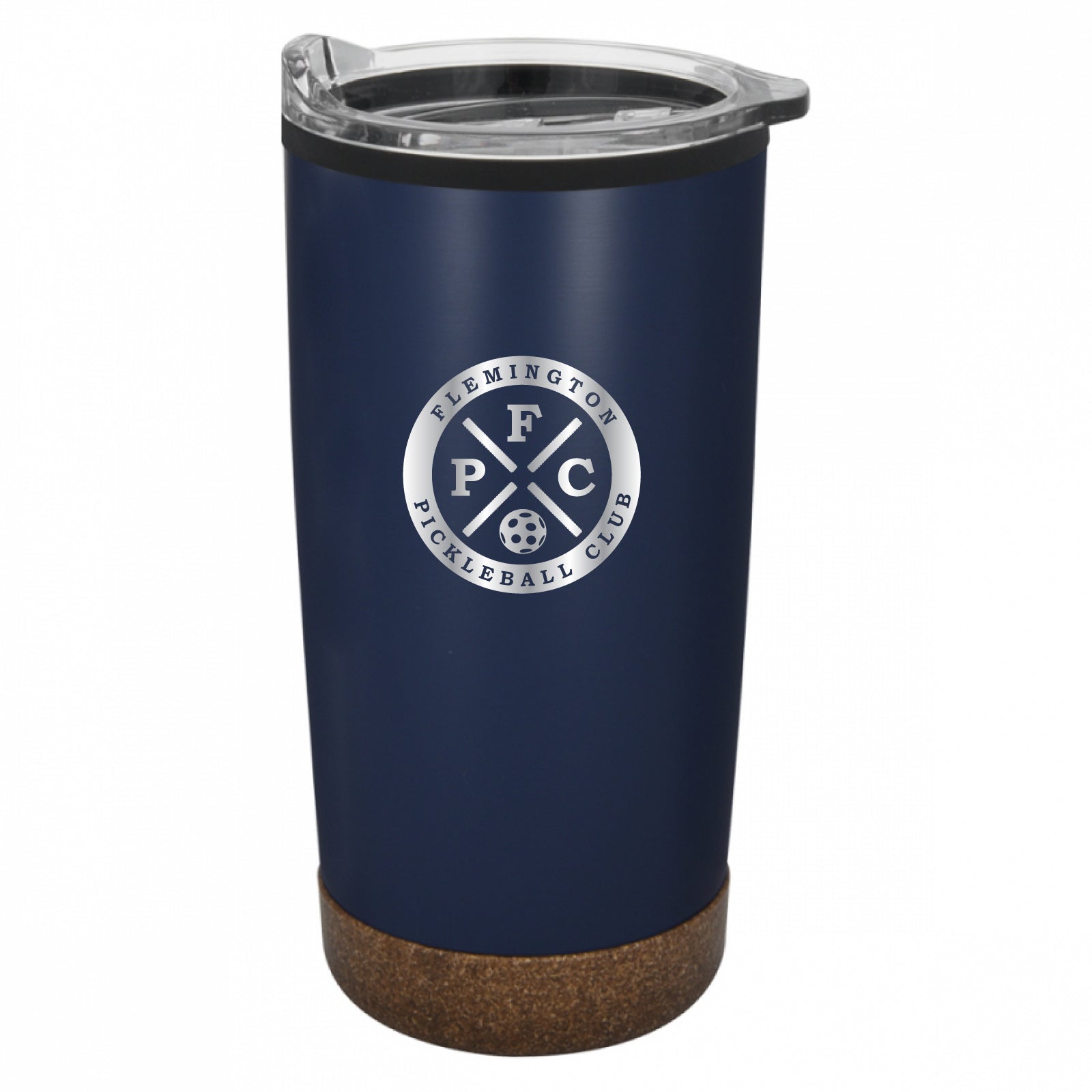Flemington Pickleball Club - Laser-Engraved 20oz Stainless Steel Tumbler w/Rubberized Cork Bottom