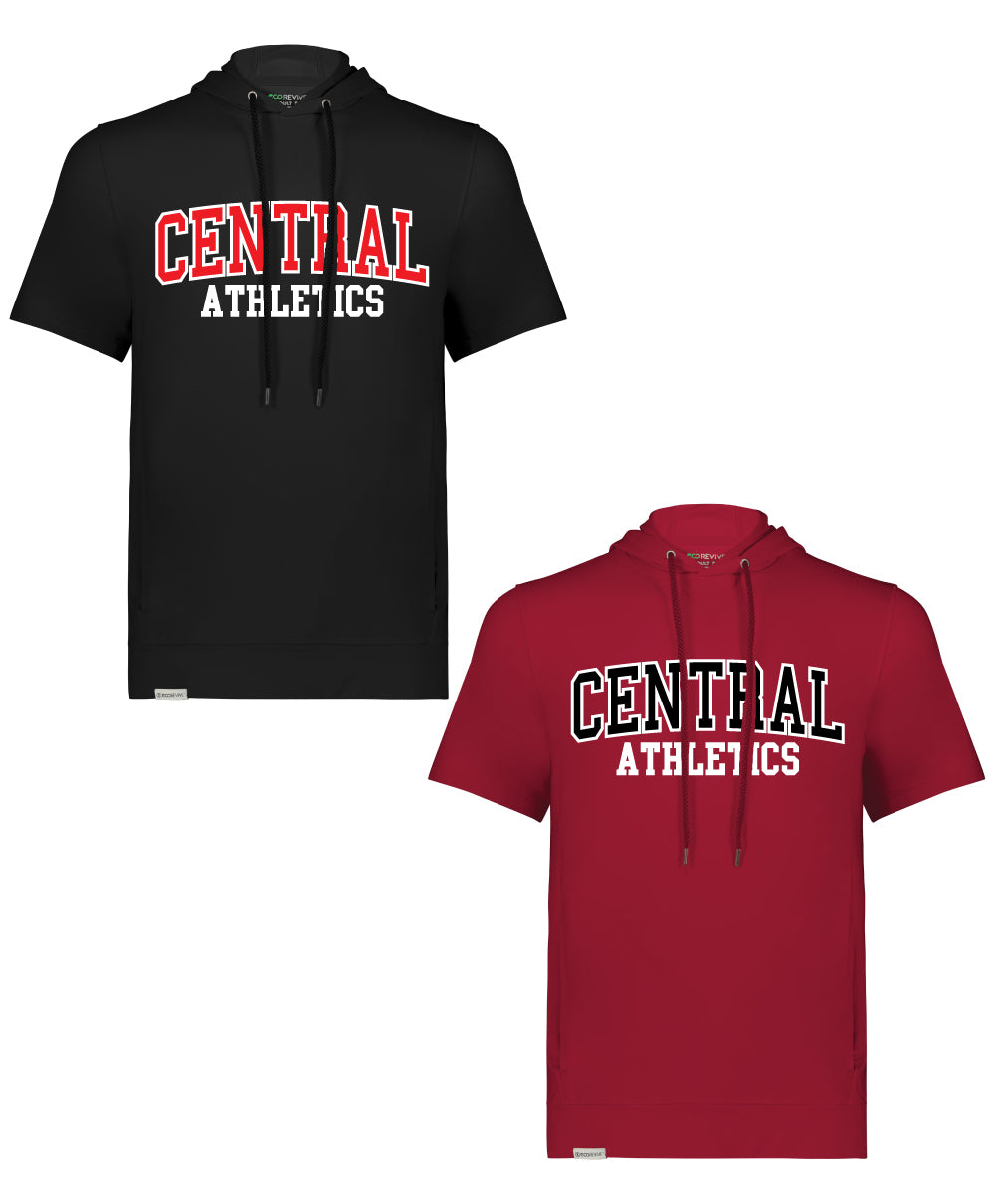 Hunterdon Central H.S. Athletics - Adult Unisex Soft Knit Short Sleeve Hooded Sweatshirt