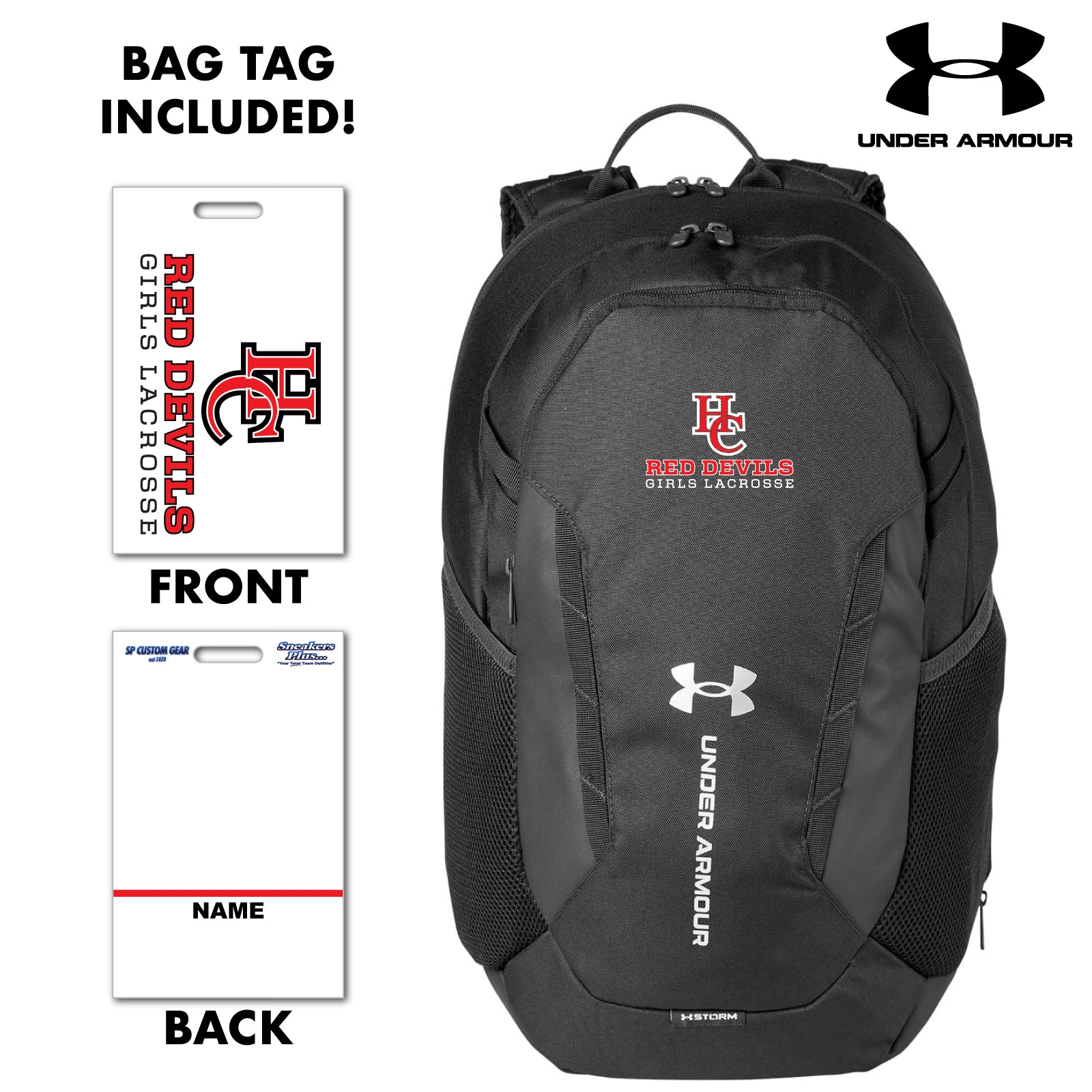Hunterdon Central H.S. Girls Lacrosse Player Pack - Under Armour® Backpack with Bag Tag