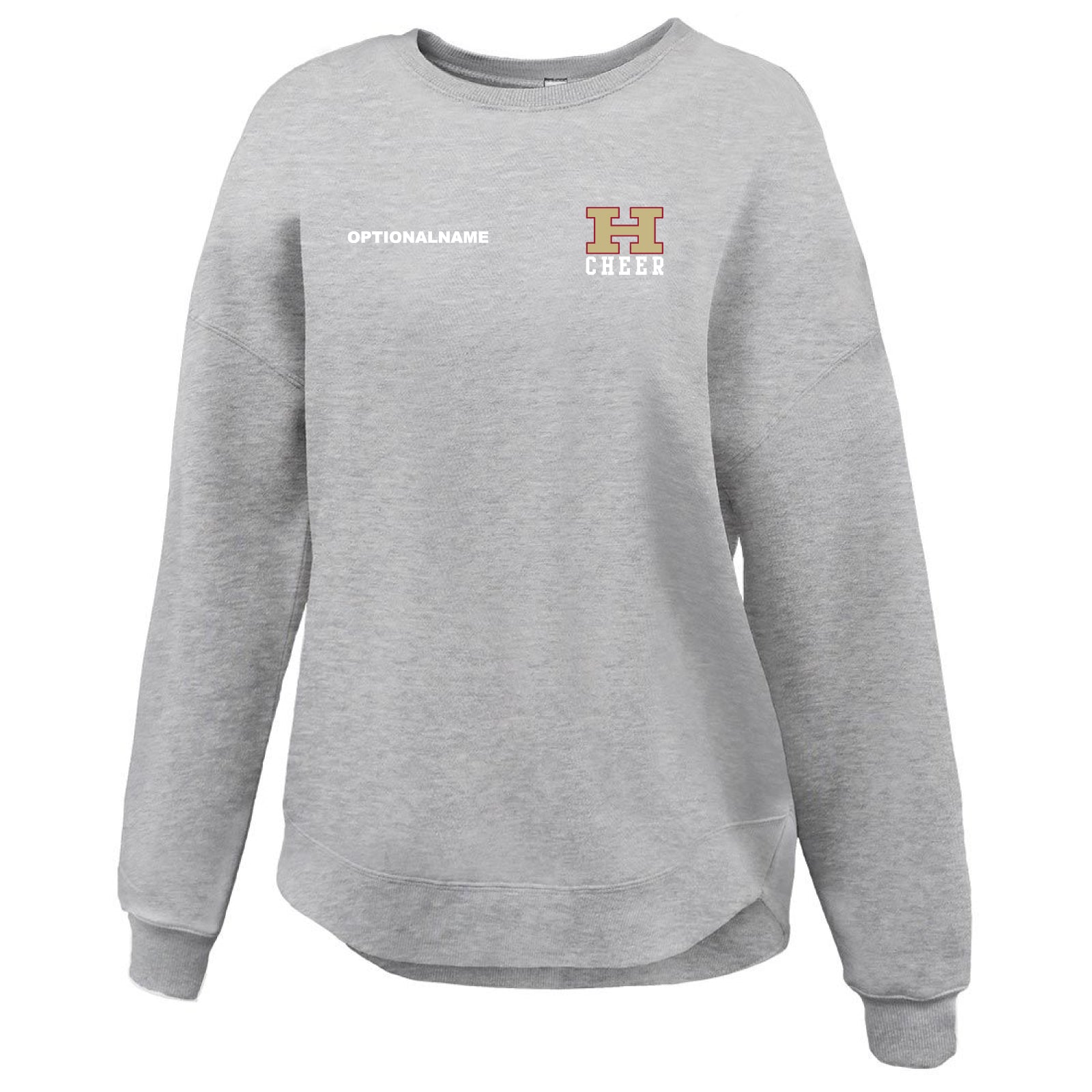 Hillsborough H.S. Cheerleading - Embroidered Women's Curve Bottom Crewneck Sweatshirt
