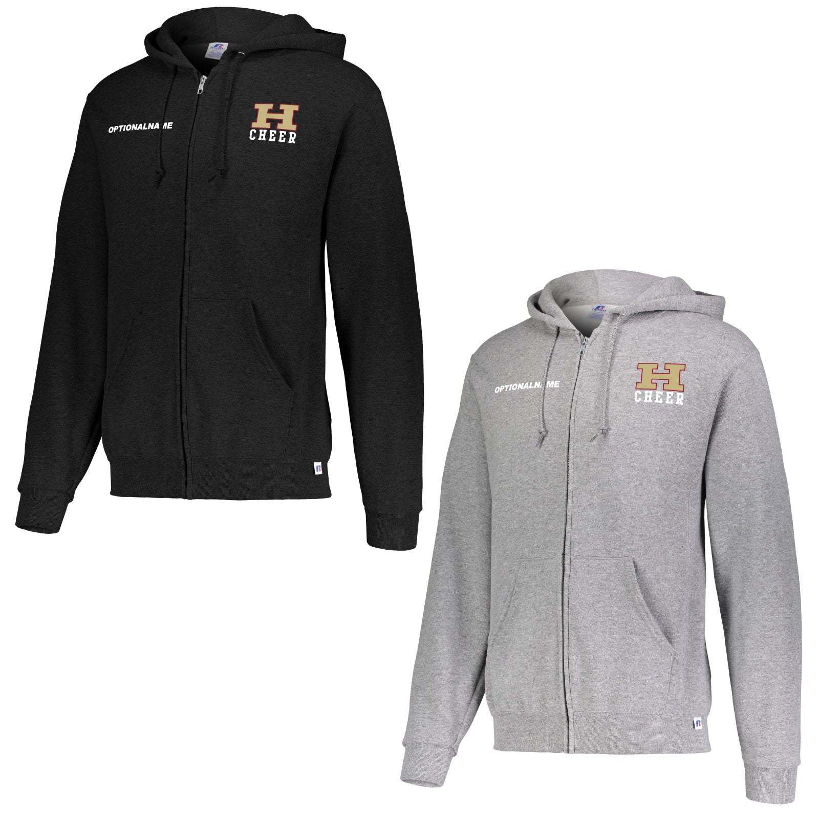 Hillsborough H.S. Cheerleading - Embroidered Adult Unisex Russell® Dri-Power® Fleece Full-Zip Hooded Sweatshirt