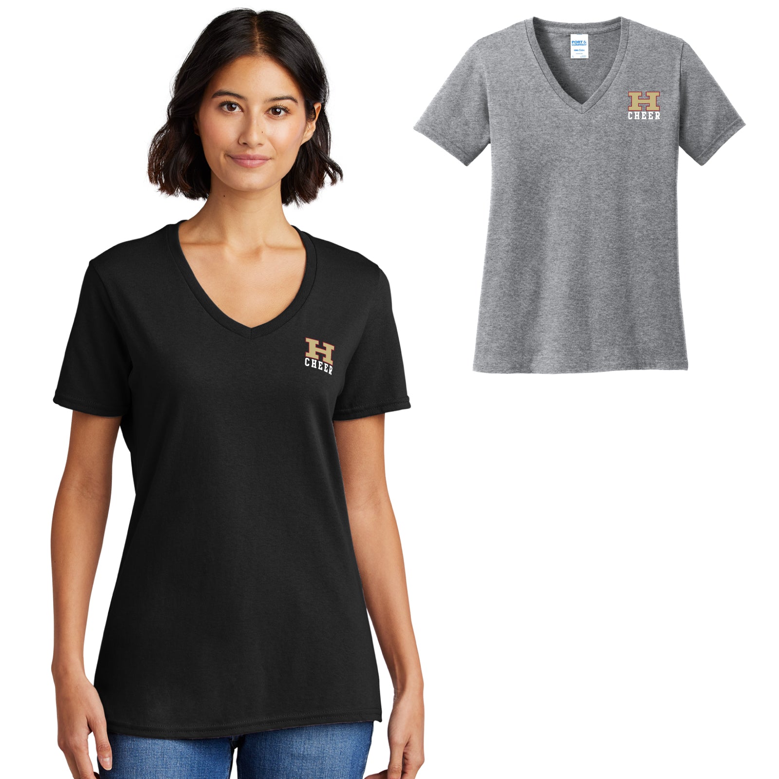 Hillsborough H.S. Cheerleading - Women's Cotton V-Neck Short Sleeve Tee