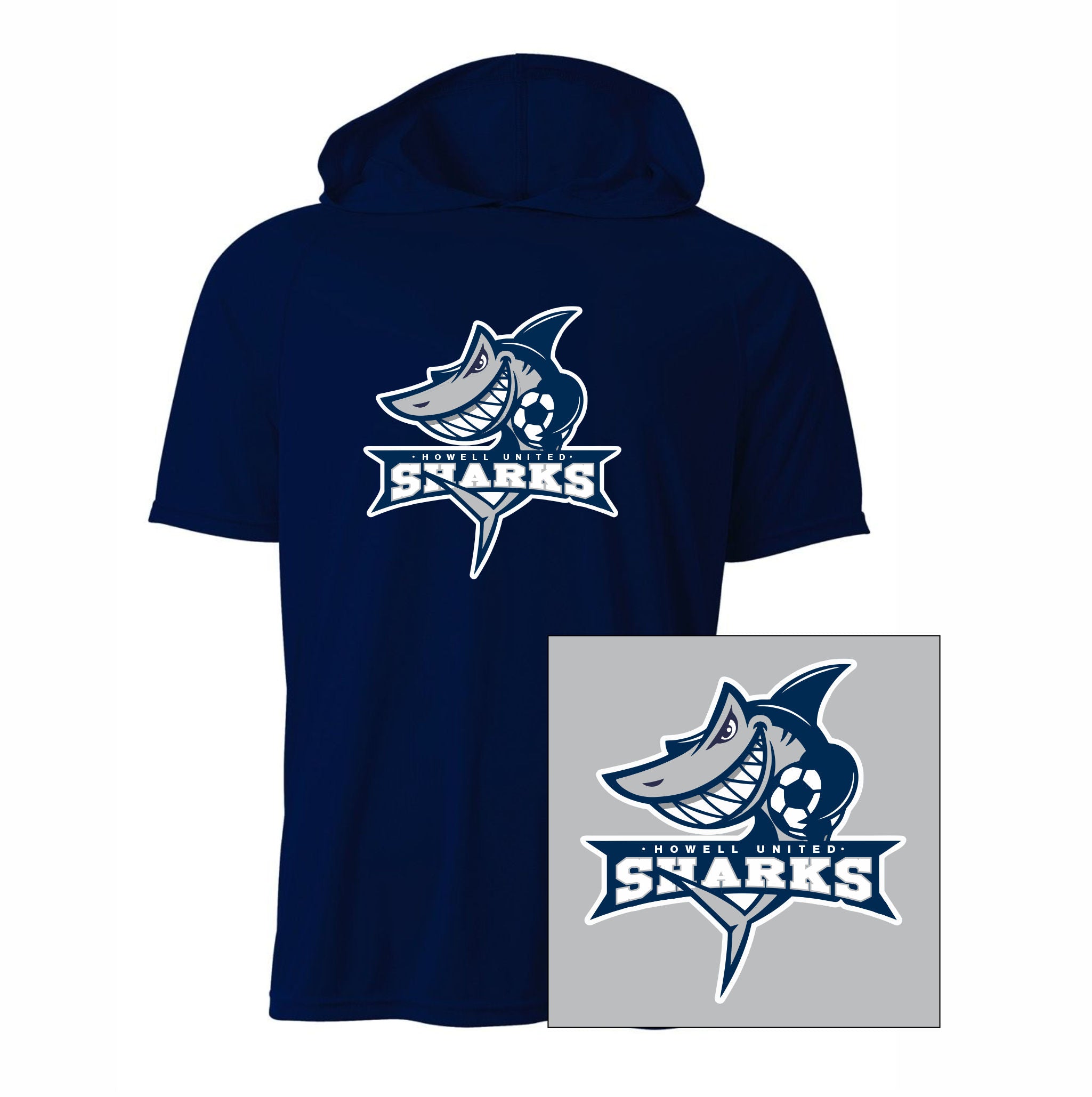 06. Sharks Soccer - Dri-Fit Short Sleeve Hoodie T-Shirt