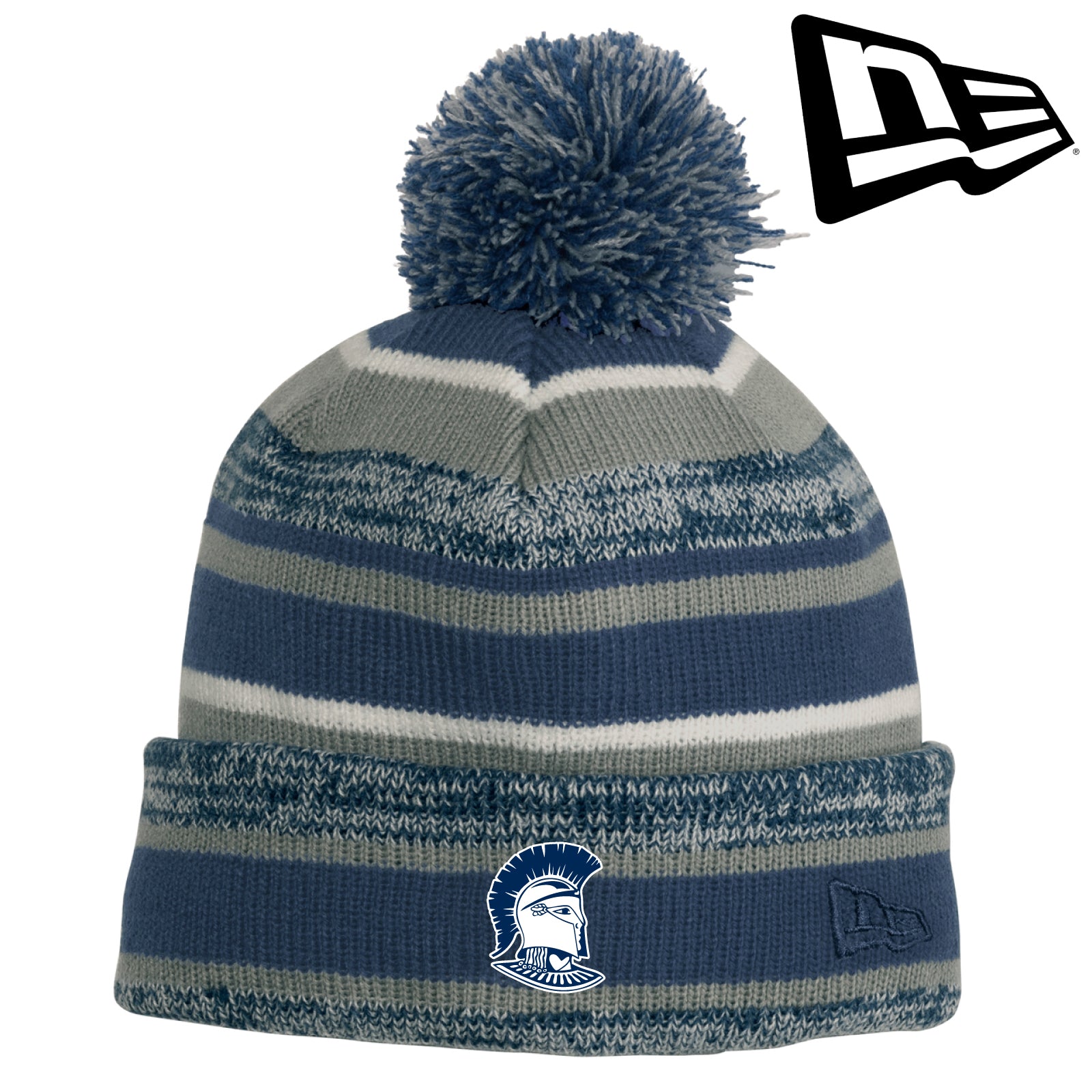 Immaculata H.S. Spirit Wear - Embroidered New Era® Striped Pom Beanie