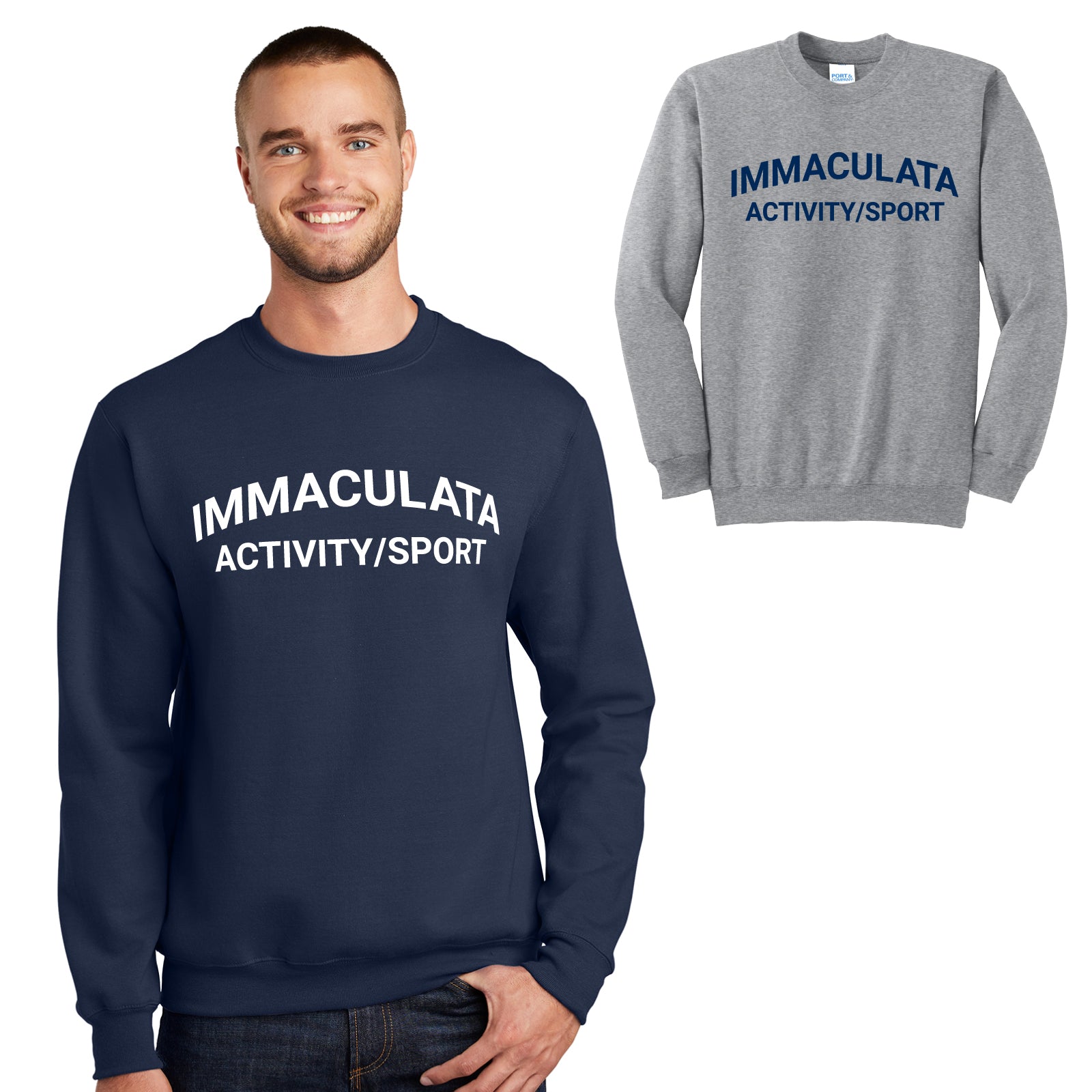 Immaculata H.S Spirit Wear - 'Immaculata' Adult Unisex Fleece Crewneck Sweatshirt