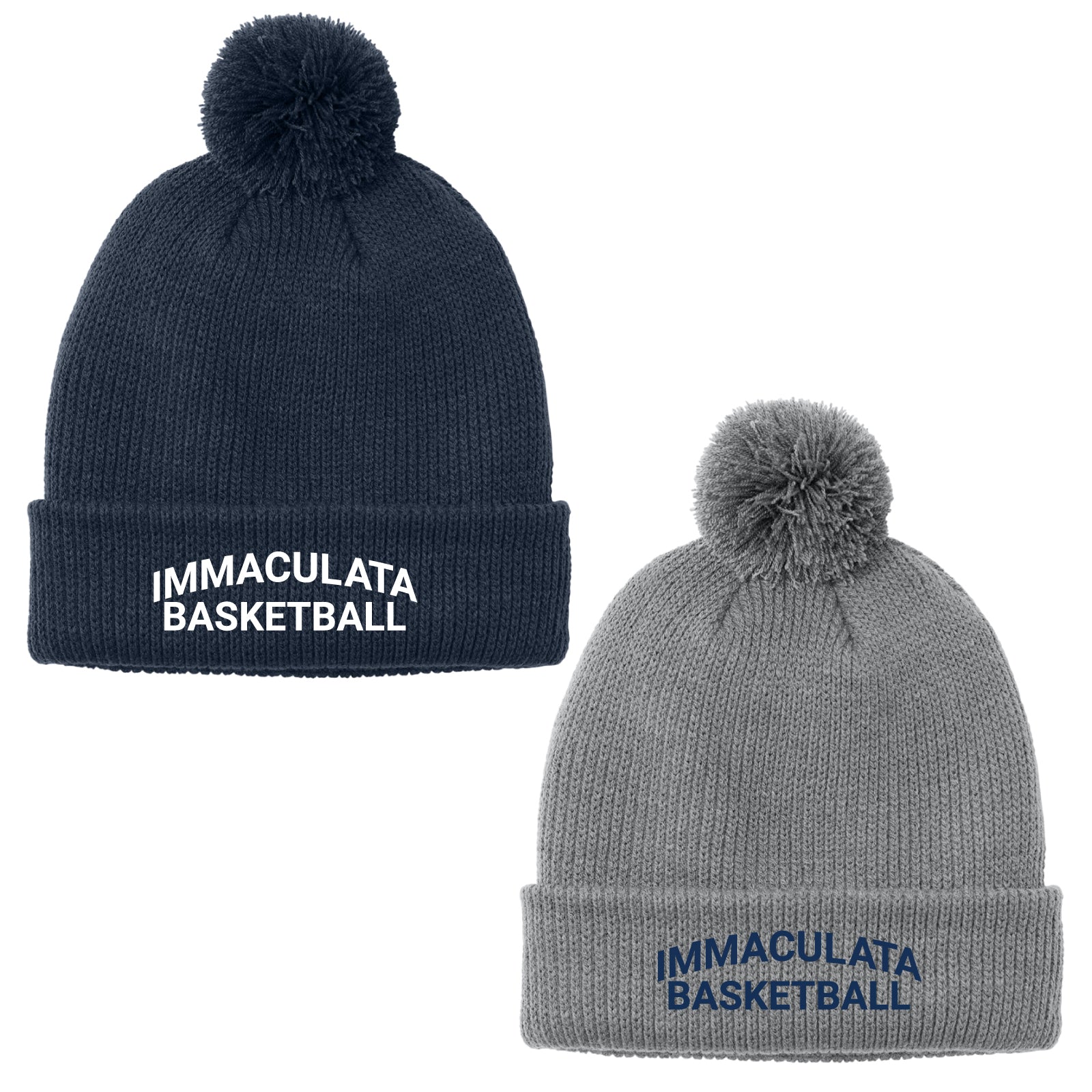 Immaculata H.S. Basketball - Embroidered Cozy Pom Beanie