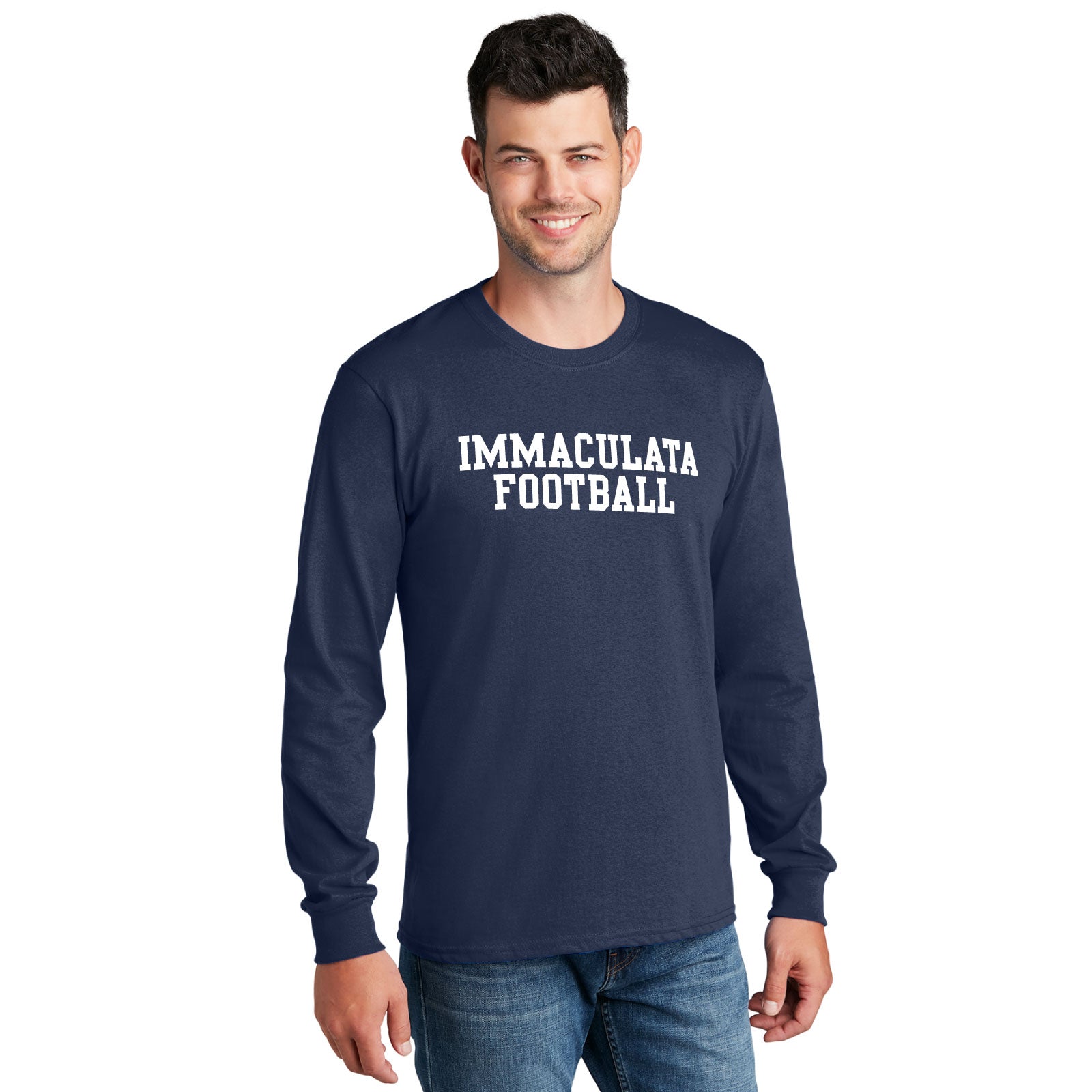 Immaculata Football - 'TEXT' Youth / Adult Unisex Cotton Long Sleeve Tee