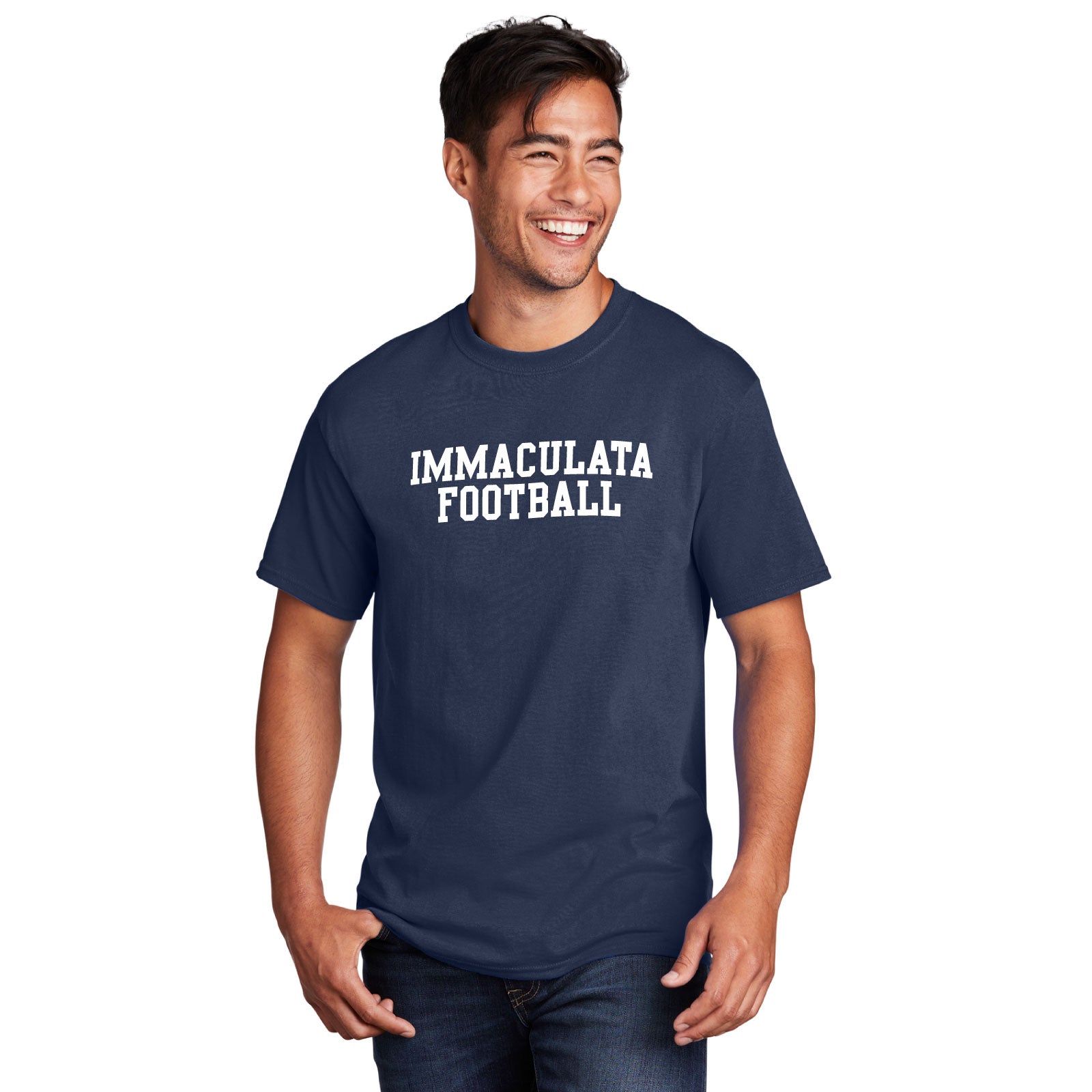 Immaculata Football - 'TEXT' Youth / Adult Unisex Cotton Short Sleeve Tee