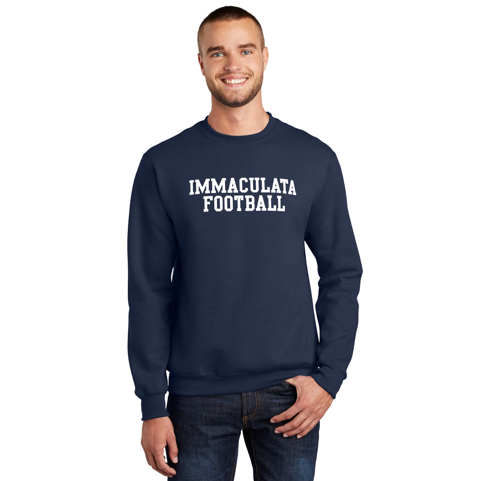 Immaculata Football - 'TEXT' Youth / Adult Unisex Fleece Crewneck Sweatshirt