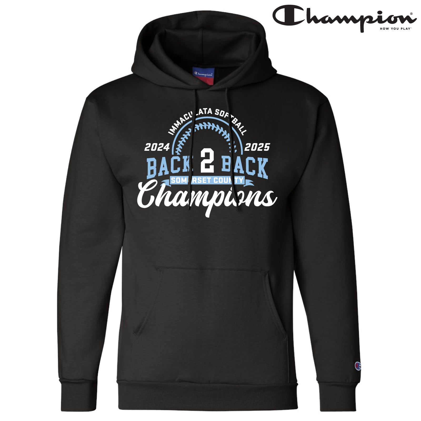 Immaculata H.S. Softball Champions - Adult Unisex Champion® Powerblend Hooded Sweatshirt