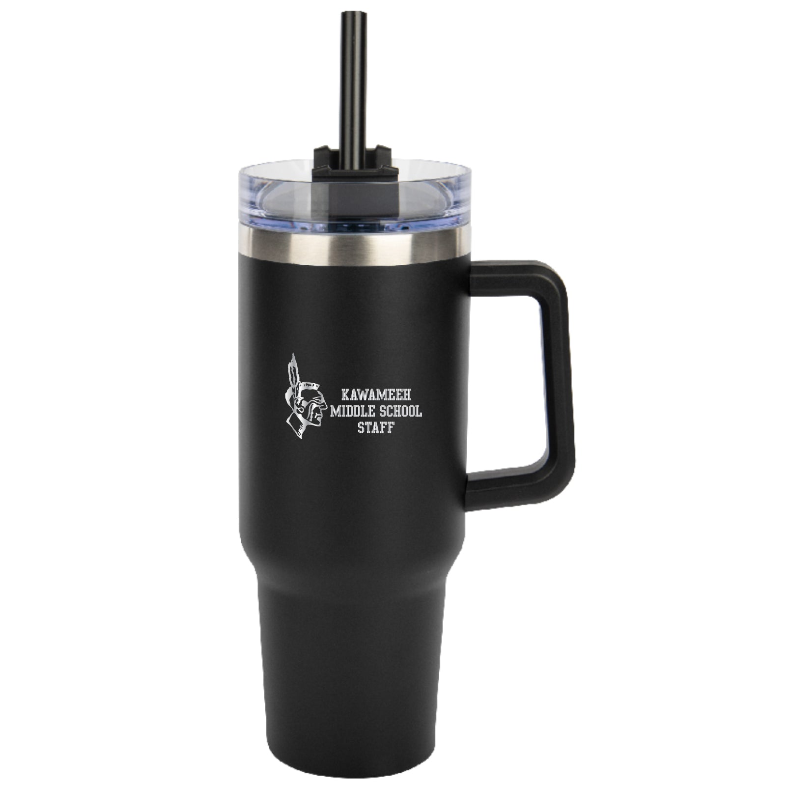 Kawameeh M.S. Staff - 'STRAIGHT TEXT' 40oz. Laser-Engraved Stainless Steel Tumbler with Straw