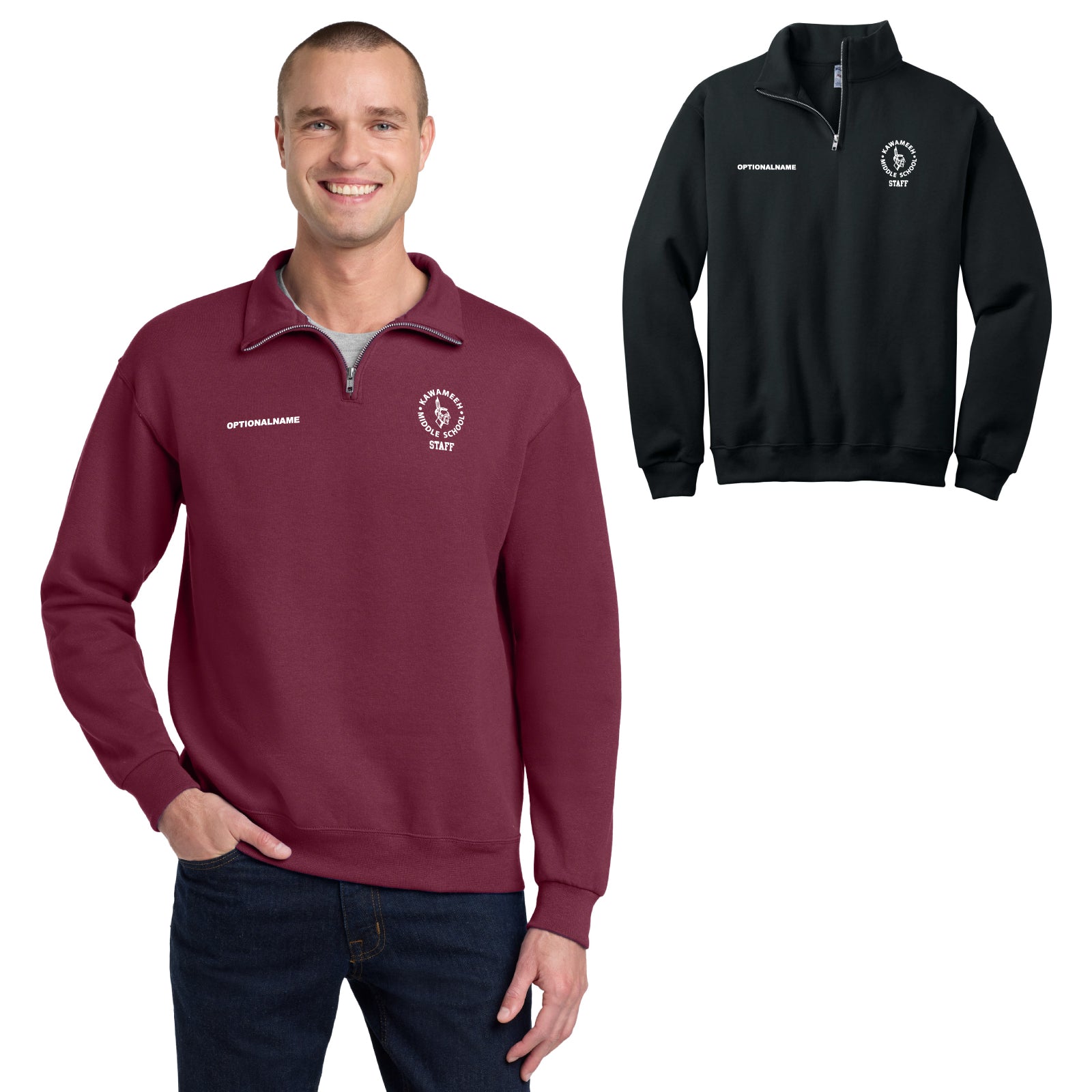 Kawameeh M.S. Staff - 'CIRCLE' Adult Unisex Fleece Quarter-Zip Pullover