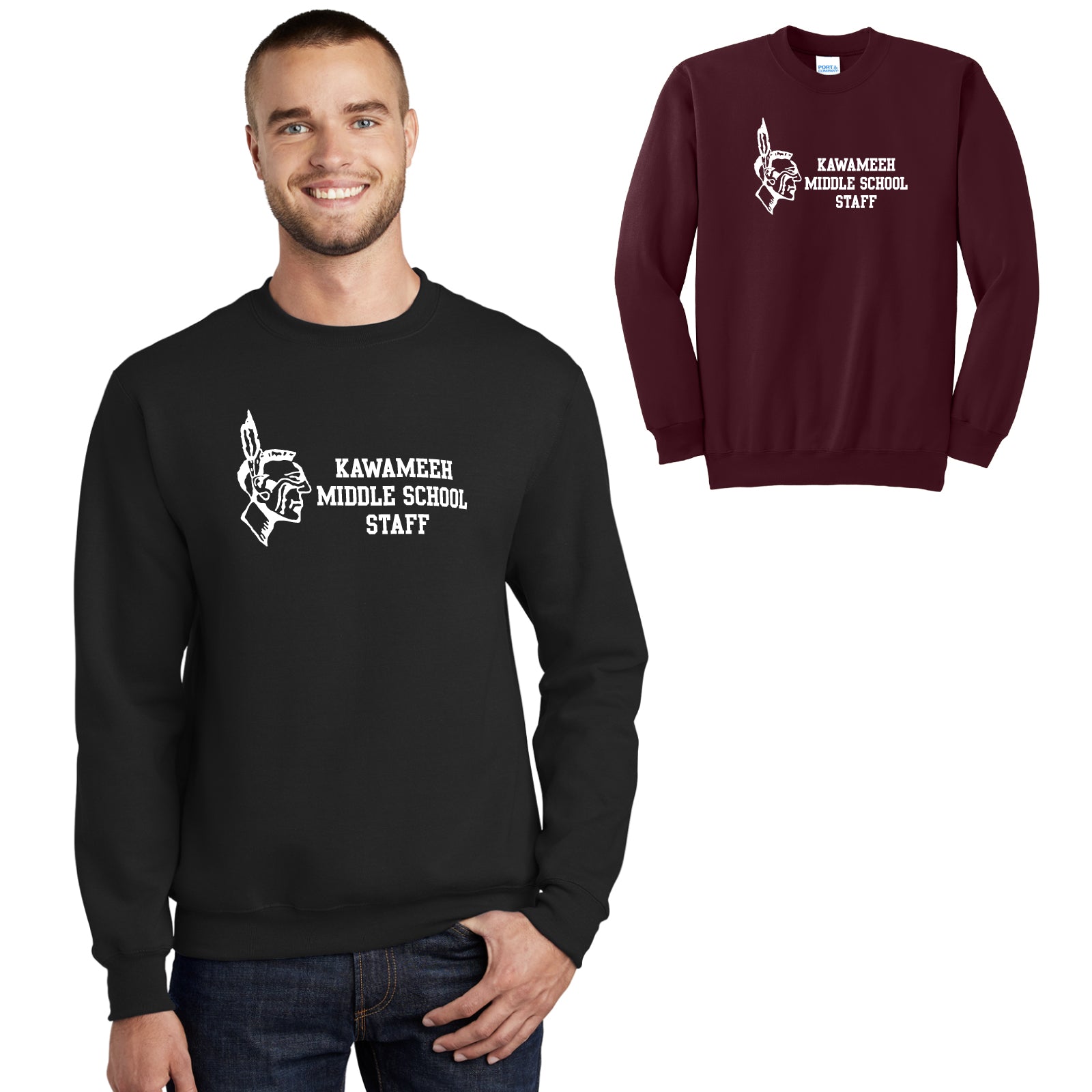 Kawameeh M.S. Staff - 'STRAIGHT TEXT' Adult Unisex Fleece Crewneck Sweatshirt