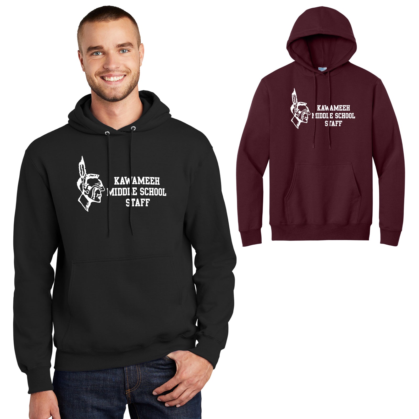 Kawameeh M.S. Staff - 'STRAIGHT TEXT' Adult Unisex Fleece Hooded Sweatshirt