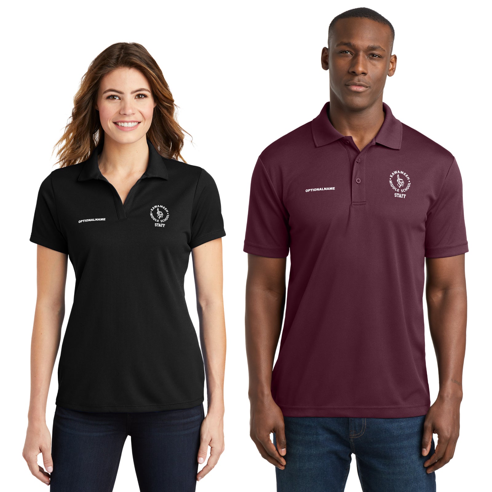 Kawameeh M.S. Staff - 'STRAIGHT TEXT' Men's / Women's RacerMesh® Short Sleeve Polo