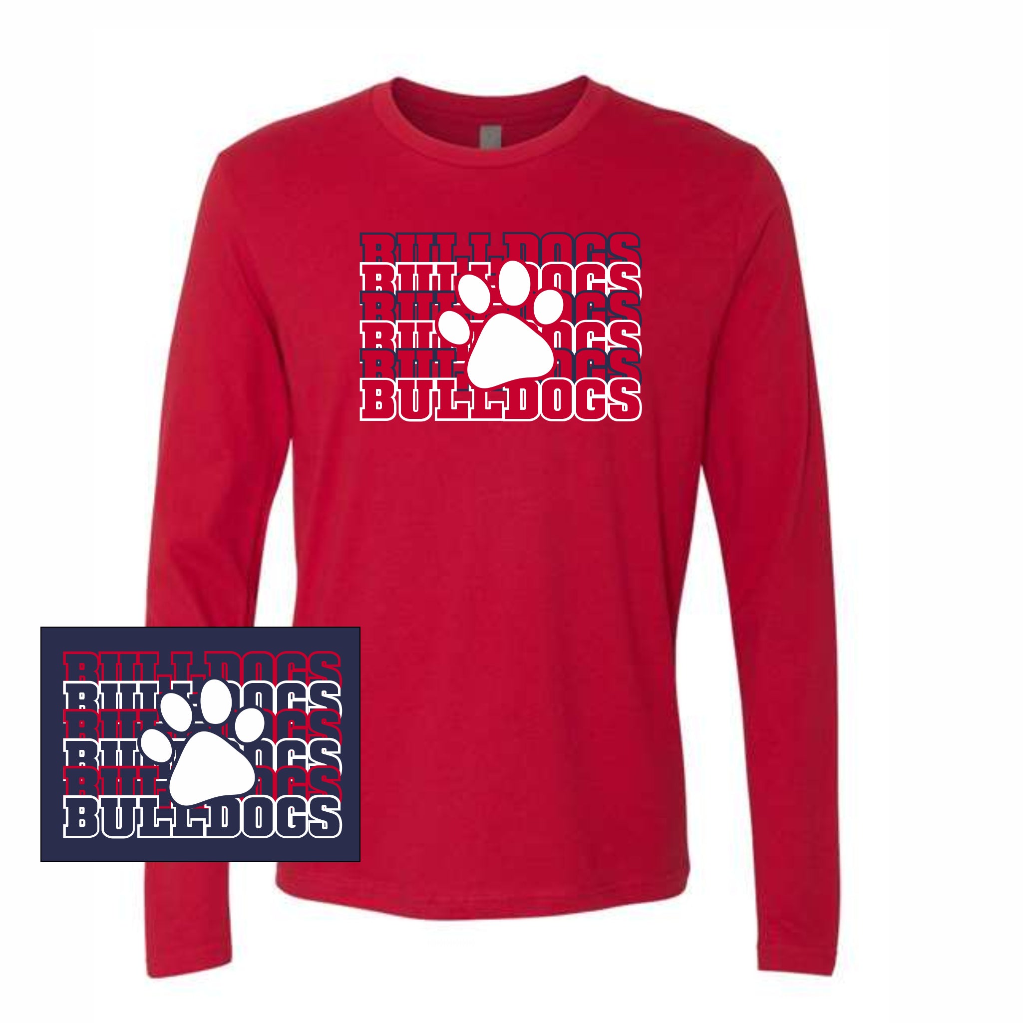 28. Memorial Elem. - Repeating Bulldogs Long Sleeve T-Shirt