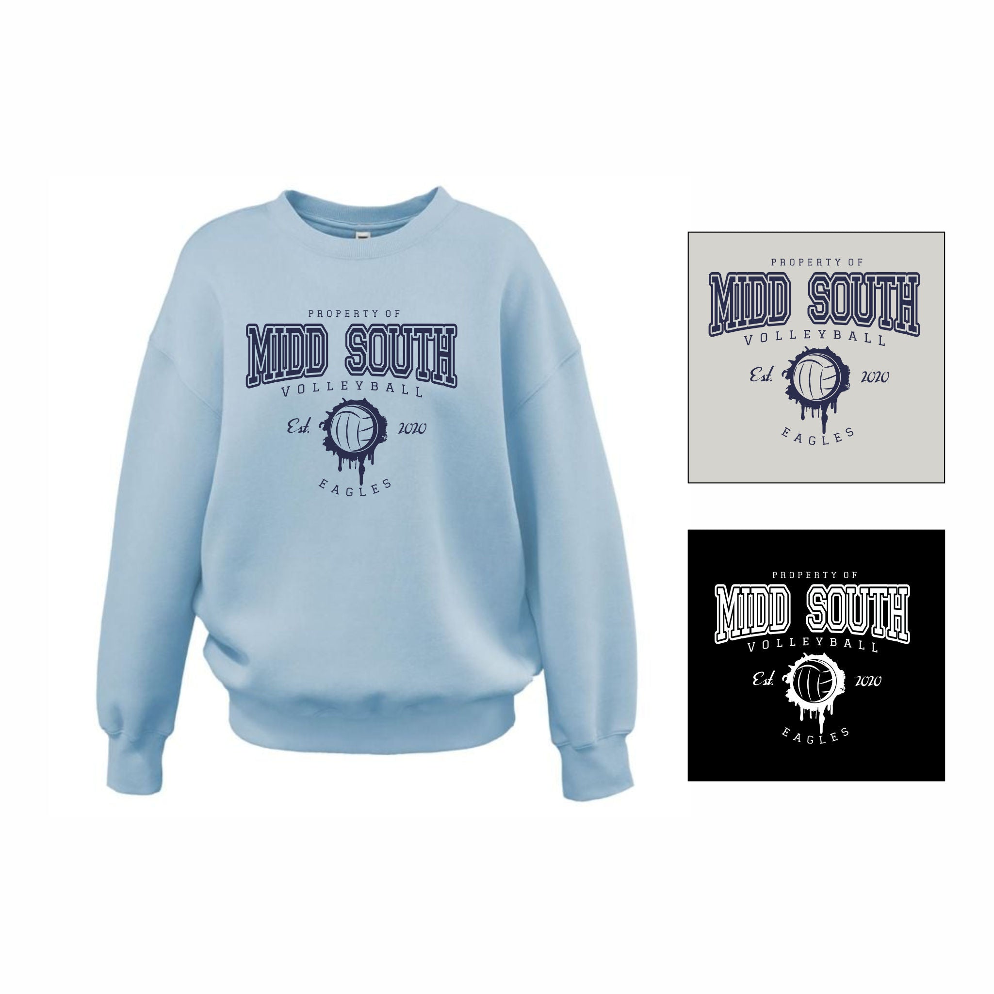 1. Midd South Girls VB - Ladies Oversized Crew