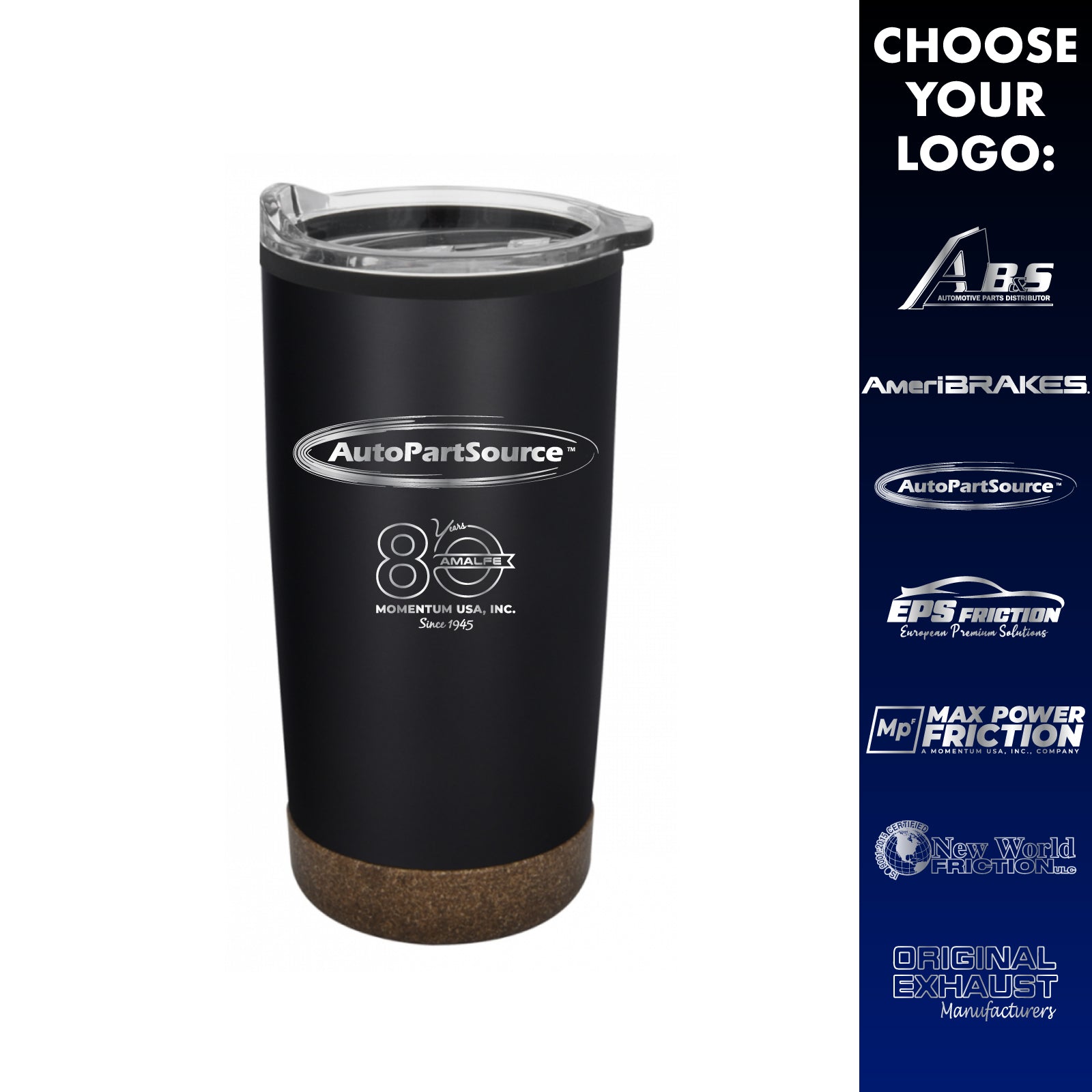 Momentum - Laser-Engraved 20oz Stainless Tumbler w/Rubberized Cork Bottom