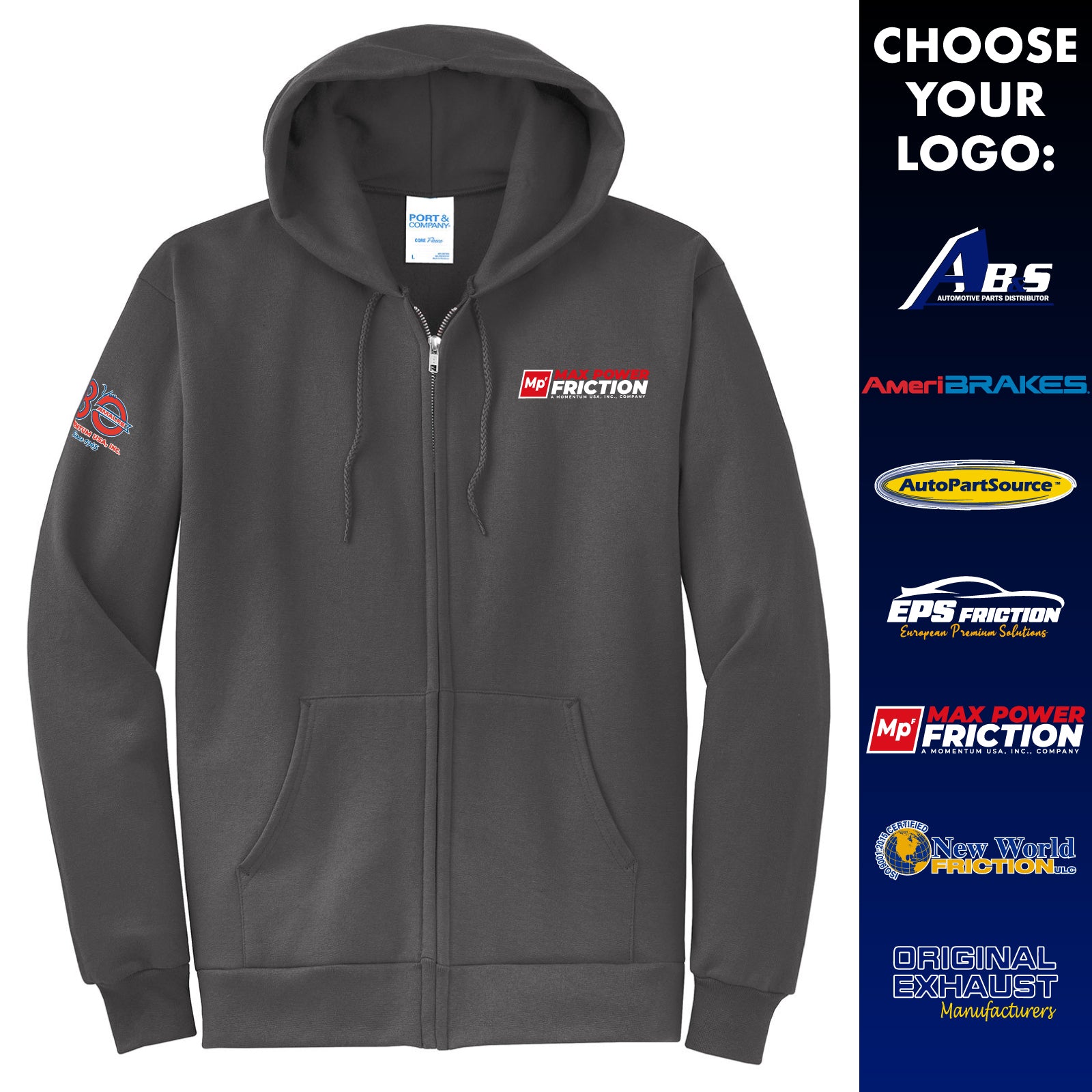 Momentum - Embroidered Adult Unisex Fleece Full-Zip Hooded Sweatshirt