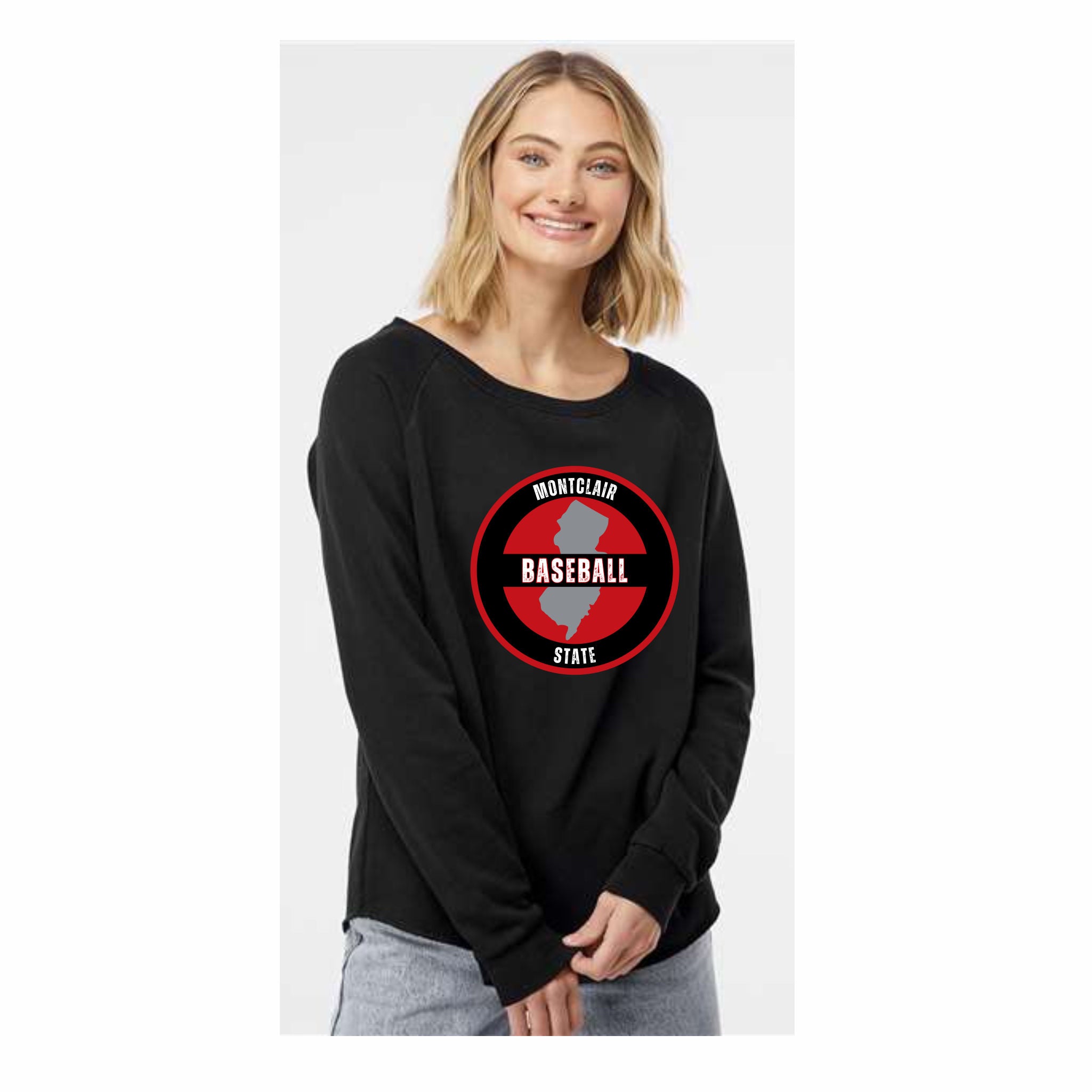 23. Montclair State Baseball Parents - NJ Design Ladies Wave Wash Crewneck
