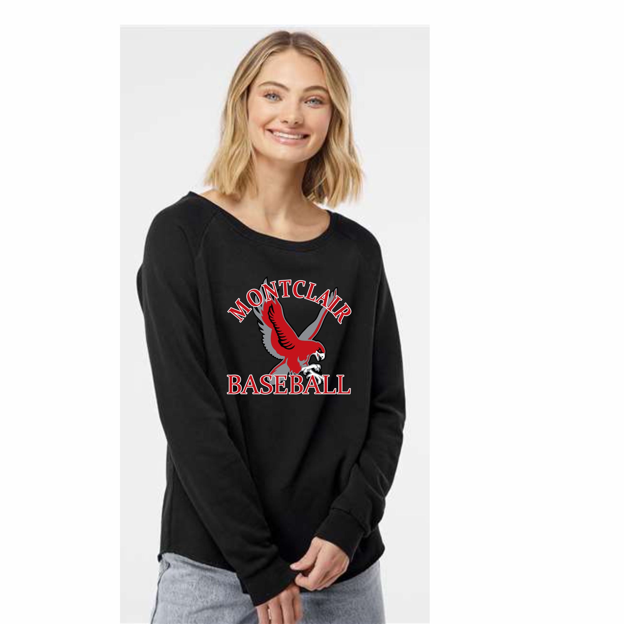 10. Montclair State Baseball Parents - Ladies Wave Wash Crewneck