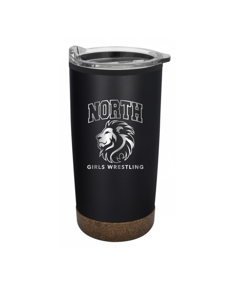 North Hunterdon H.S. Girls Wrestling - Laser-Engraved 20oz Stainless Steel Tumbler w/Rubberized Cork Bottom