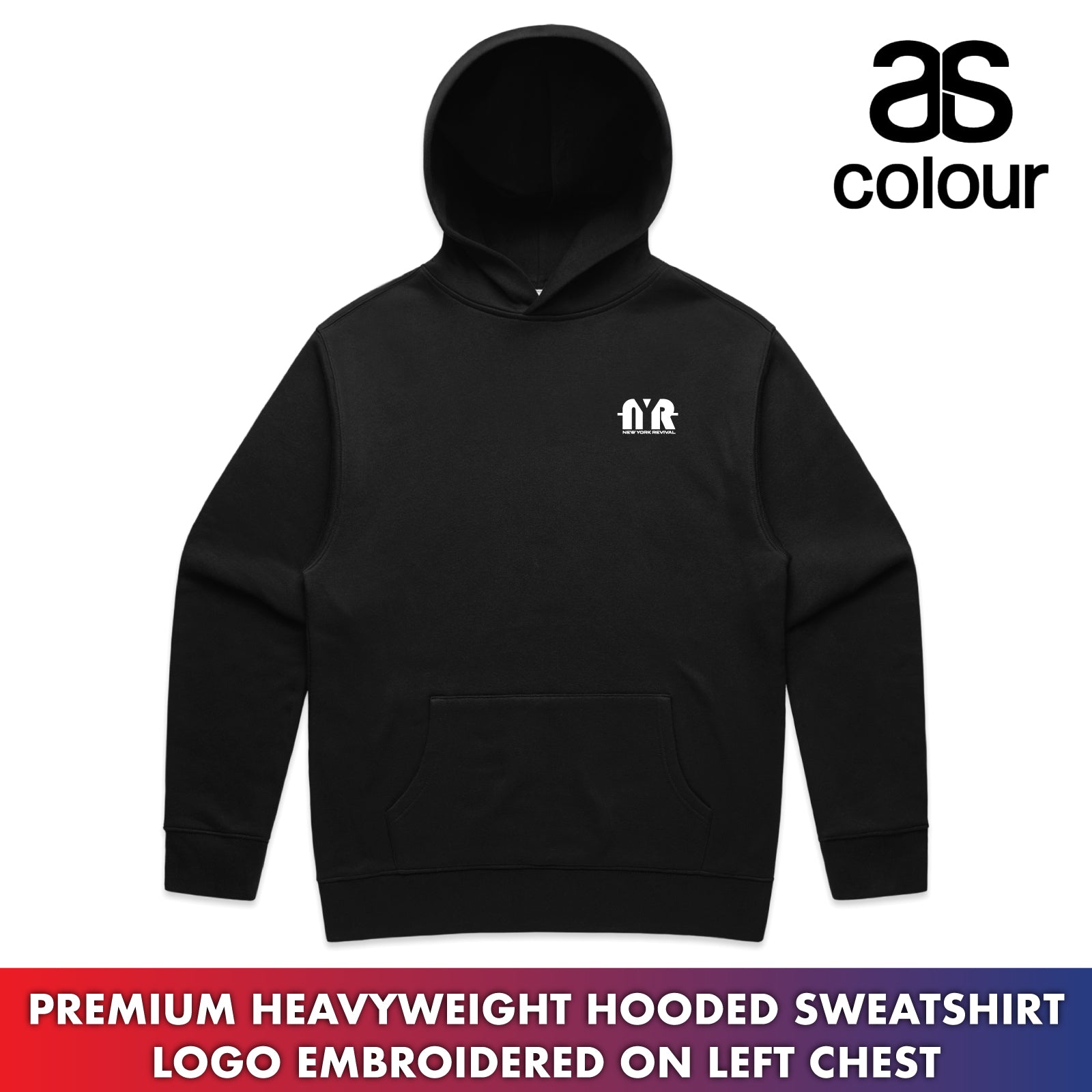 New York Revival - AS Colour® Premium Embroidered Men's / Women's Relax Hooded Sweatshirt (Black)