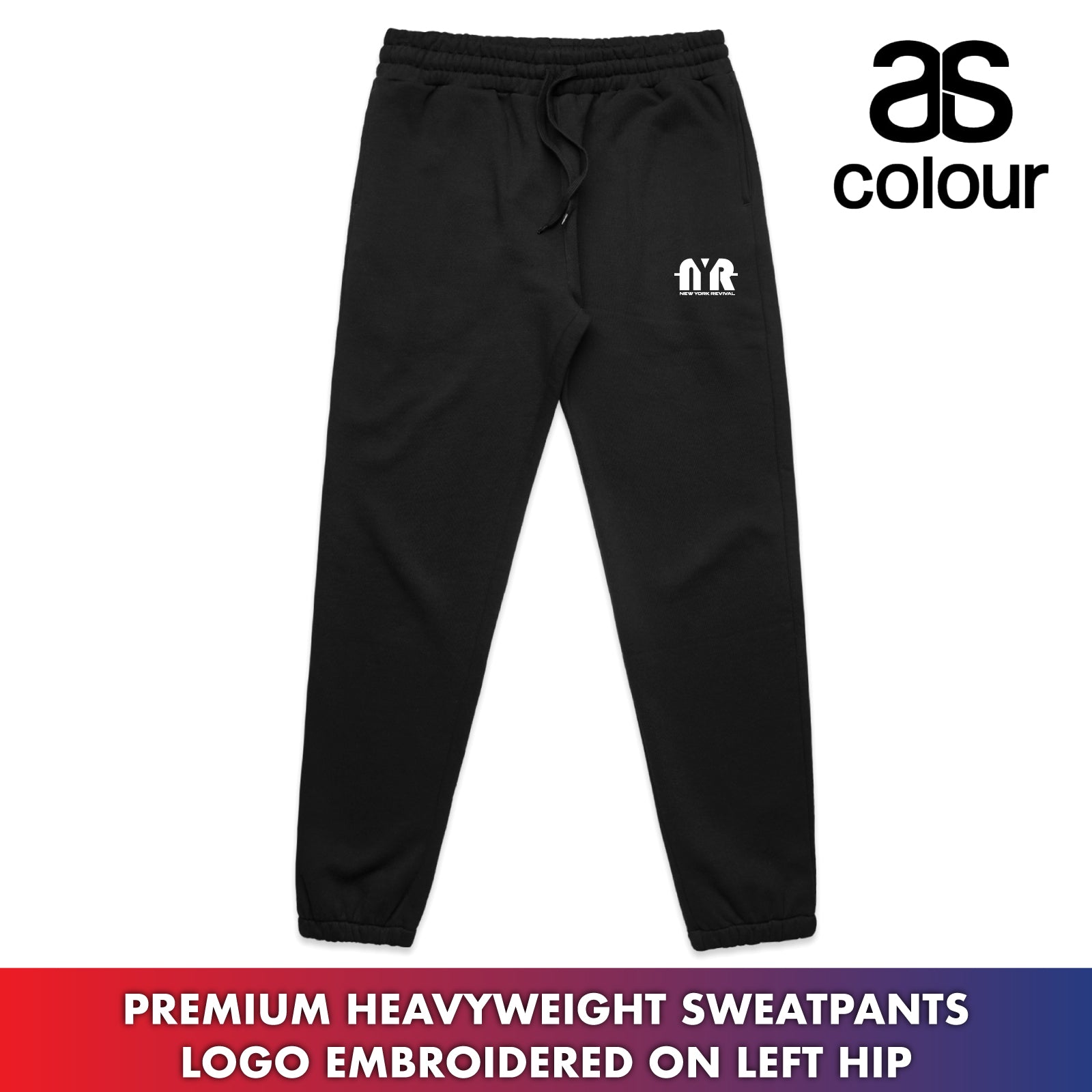New York Revival - AS Colour® Premium Embroidered Adult Unisex Stencil Track Sweatpants (Black)