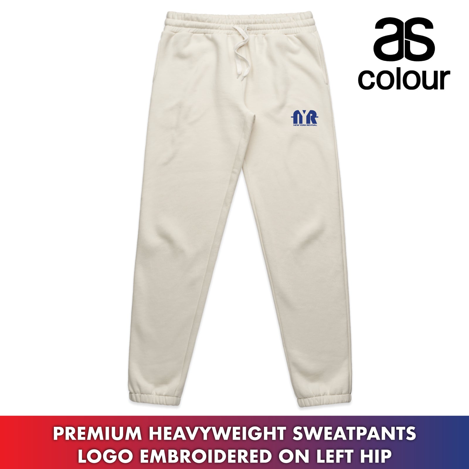 New York Revival - AS Colour® Premium Embroidered Adult Unisex Stencil Track Sweatpants (Ecru)