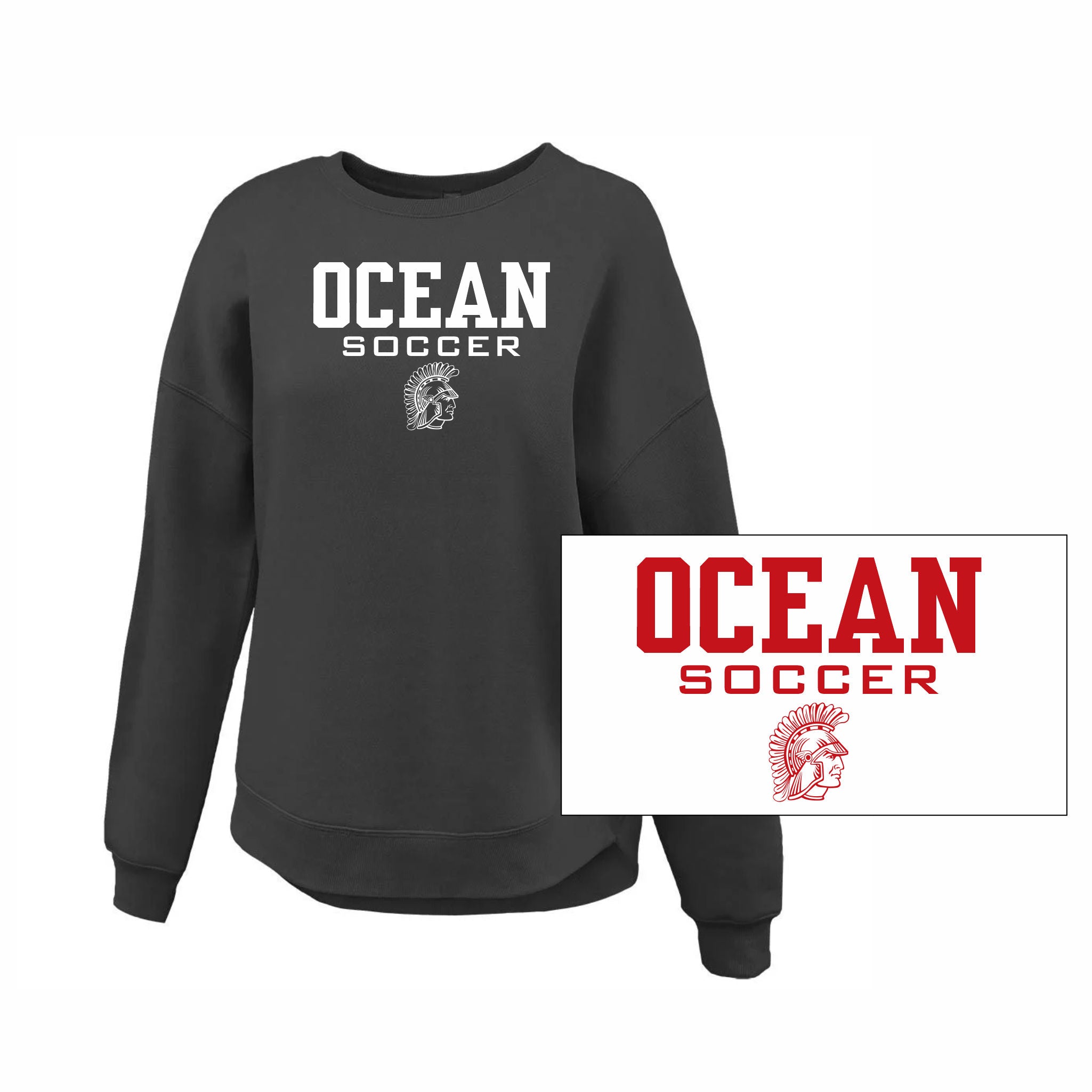 14. Ocean Boys Soccer - Ladies Crewneck (Spartan Head)