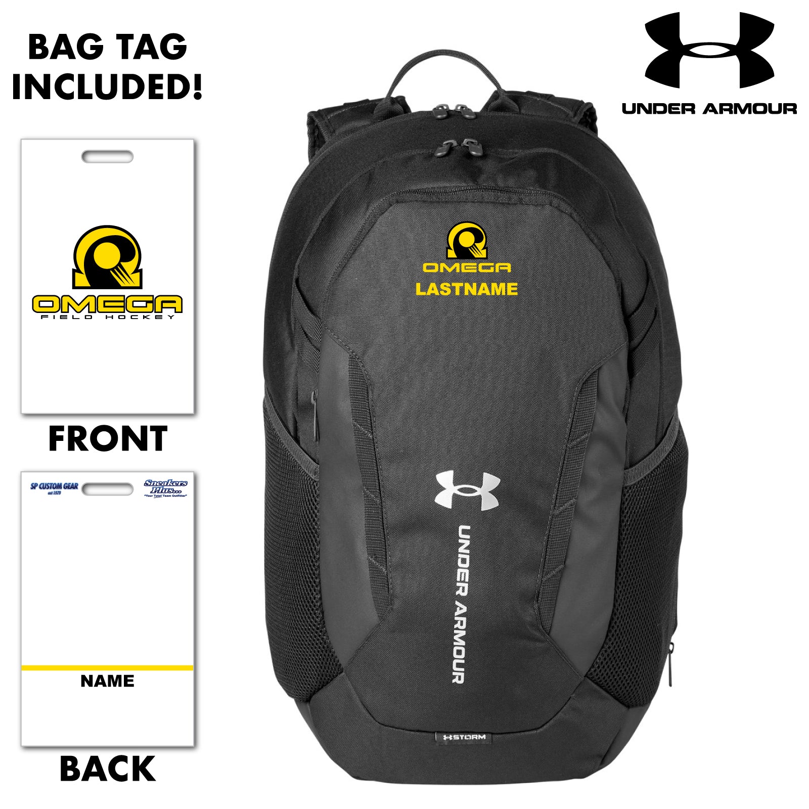 Omega Field Hockey - Embroidered Under Armour® Backpack w/Bag Tag