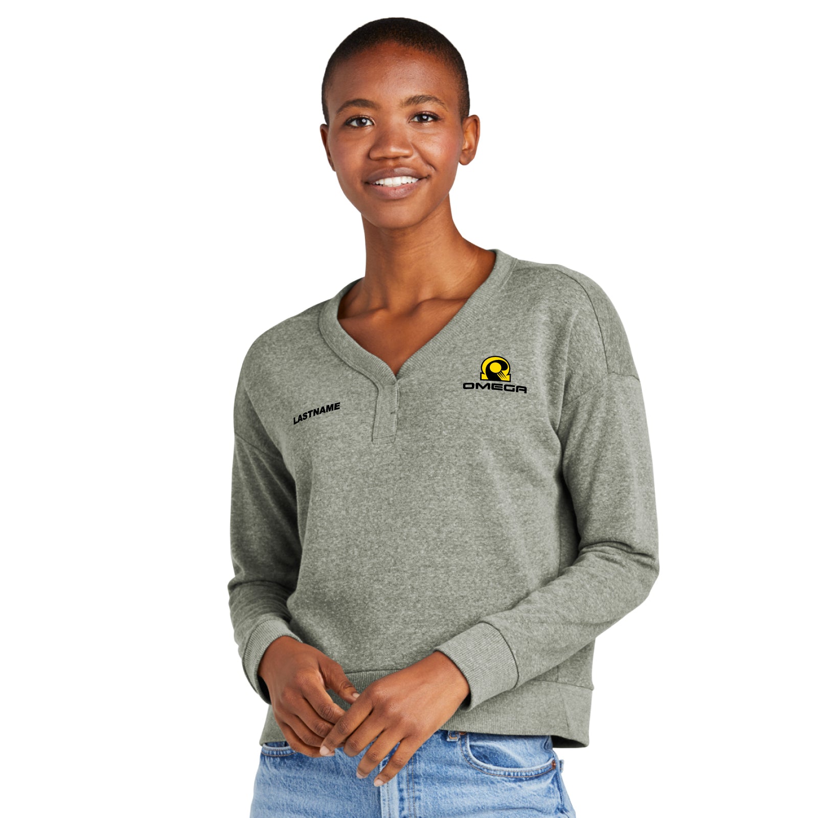 Omega Field Hockey - Women’s Tri-Blend Henley V-Neck Sweatshirt