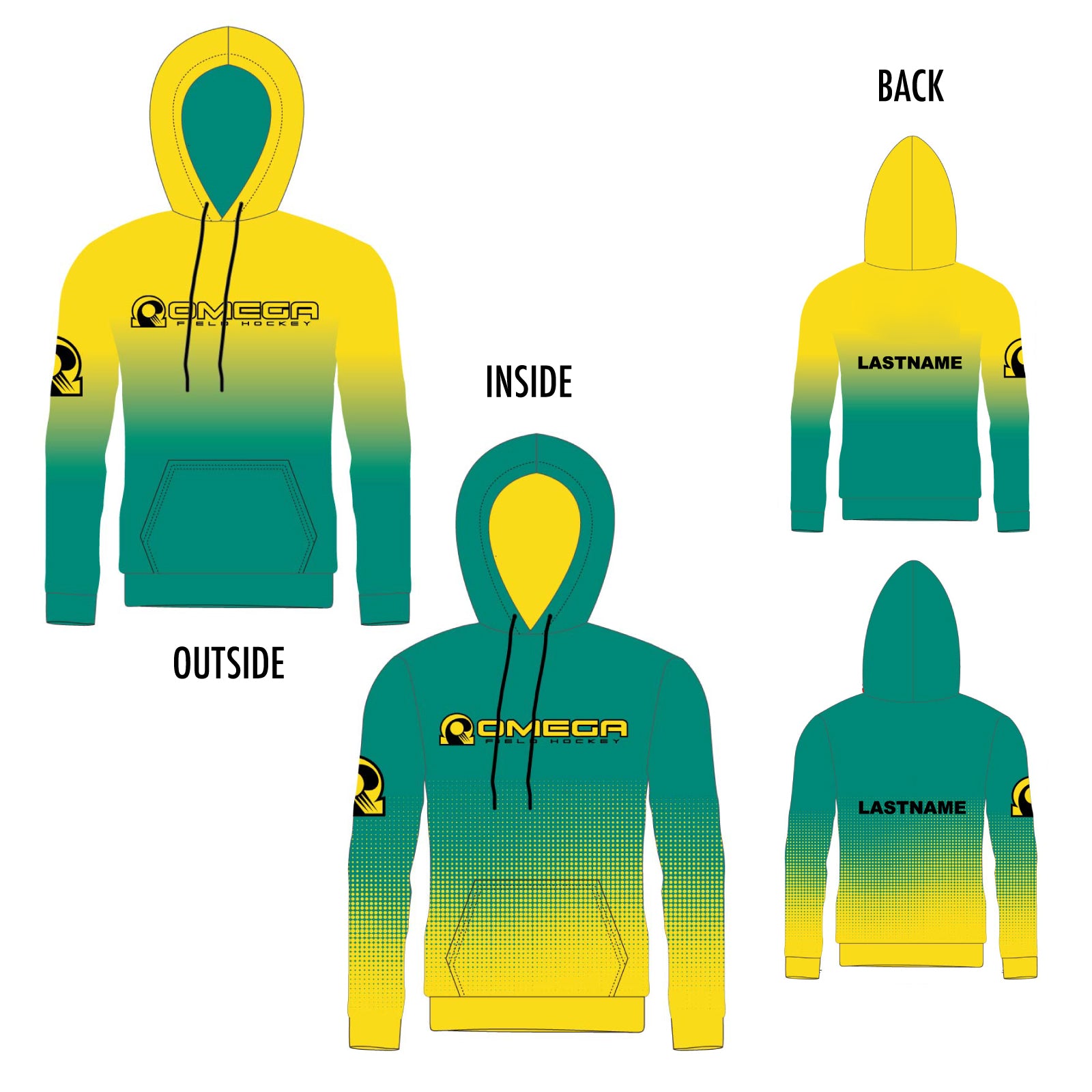 Omega Field Hockey - Adult/Youth Unisex Sublimated Reversible Hooded Sweatshirt