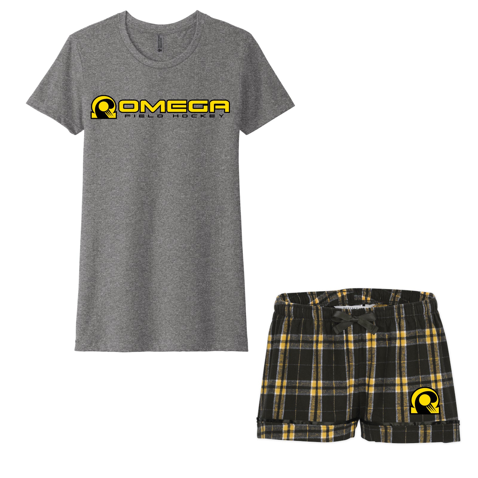 Omega Field Hockey - Women’s Comfy Pajama Set (Soft Blend Tee + Flannel Shorts)