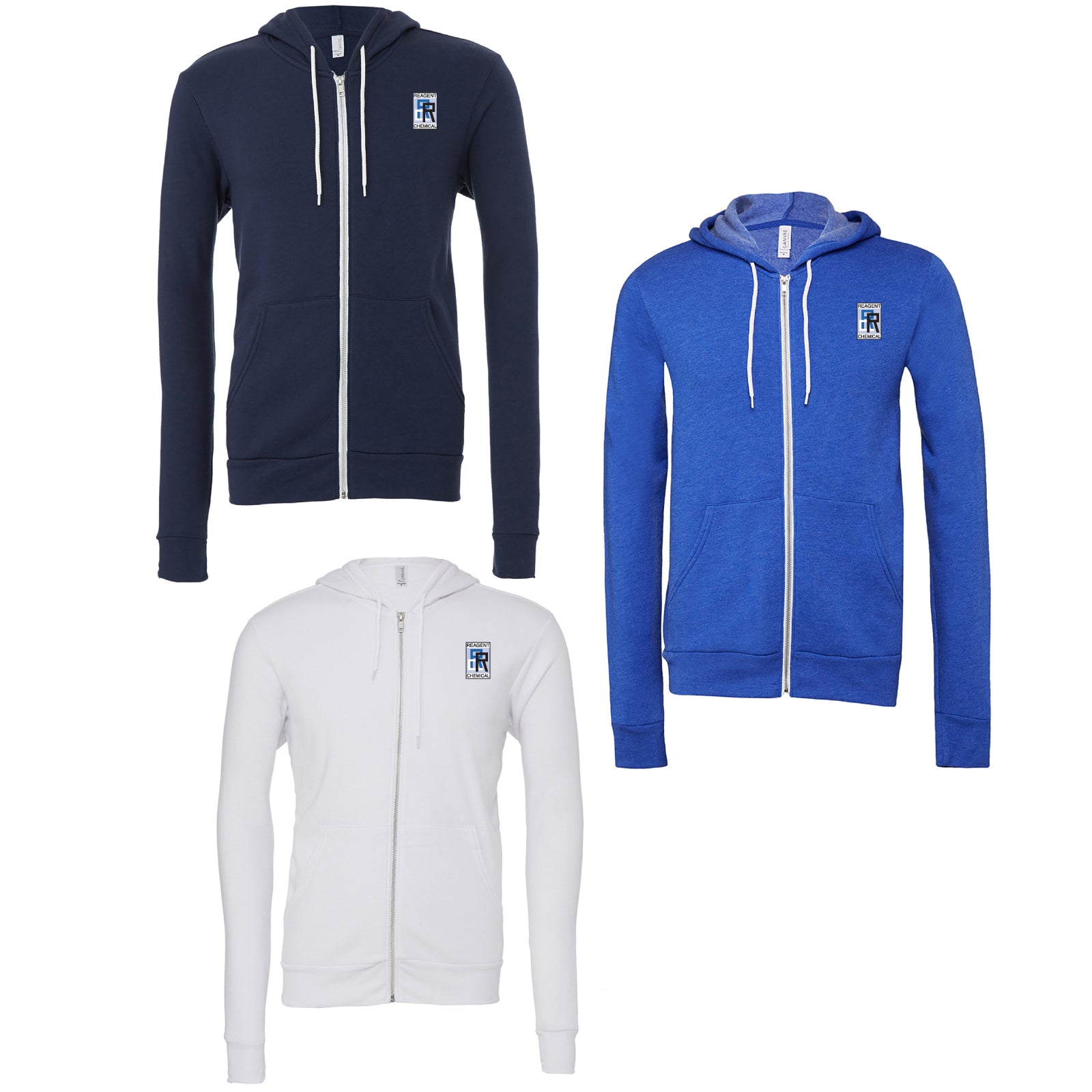 Reagent Chemical - Embroidered Adult Unisex Sponge Fleece Full-Zip Hooded Sweatshirt