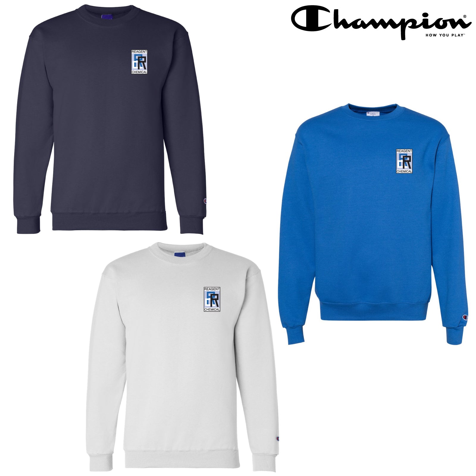 Reagent Chemical - Embroidered Champion® Adult Unisex Powerblend Crewneck Sweatshirt