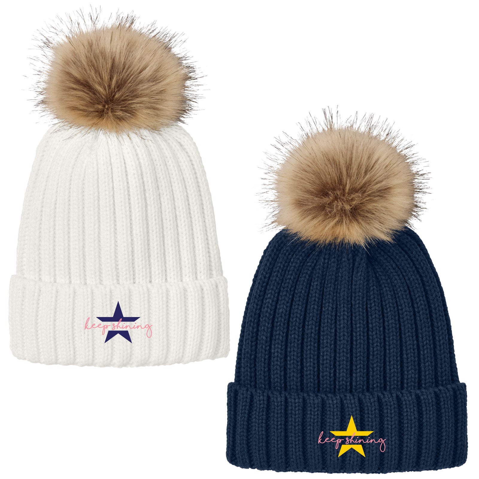 Sophia's Shining Light - Faux Fur Pom Beanie