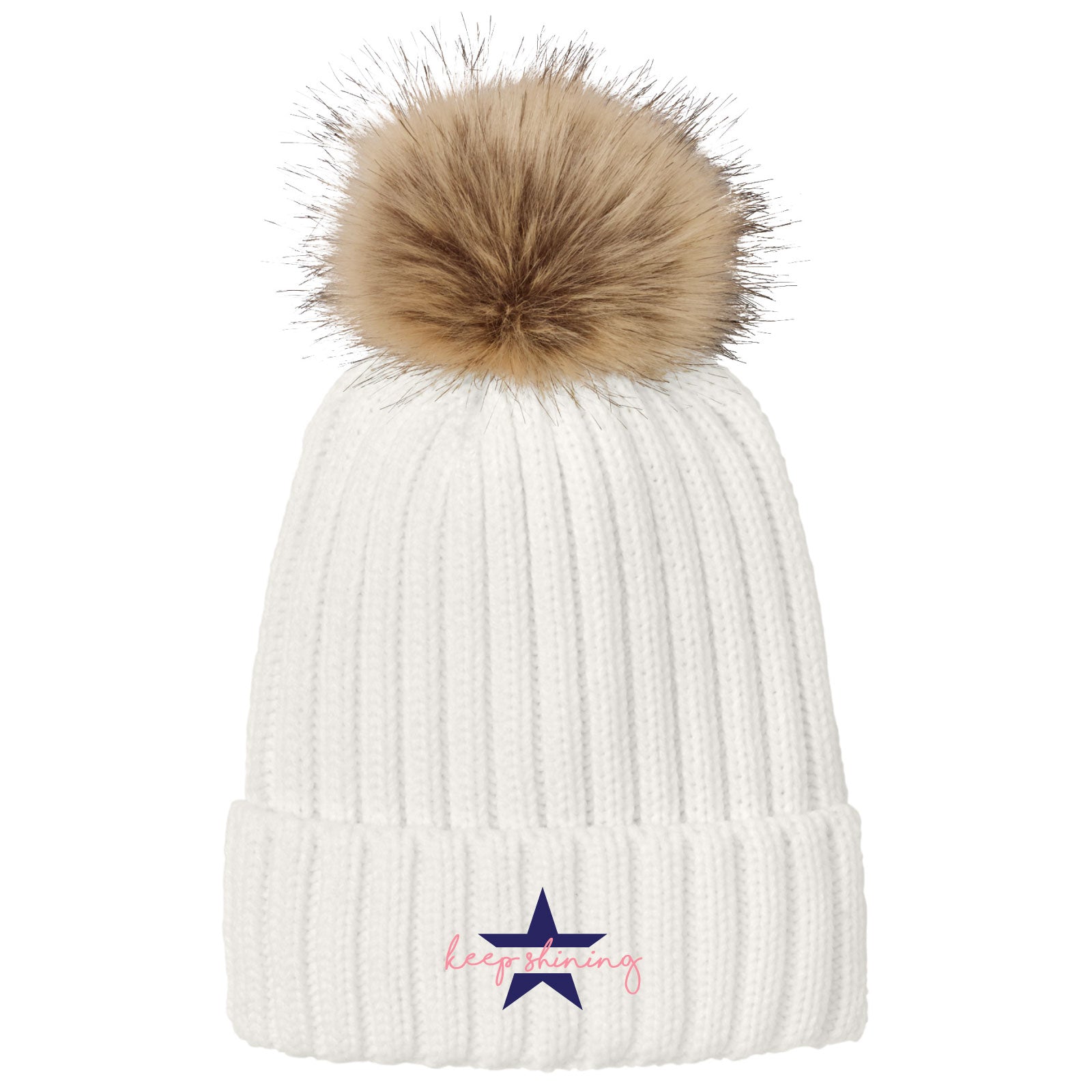 Sophia's Shining Light - Faux Fur Pom Beanie