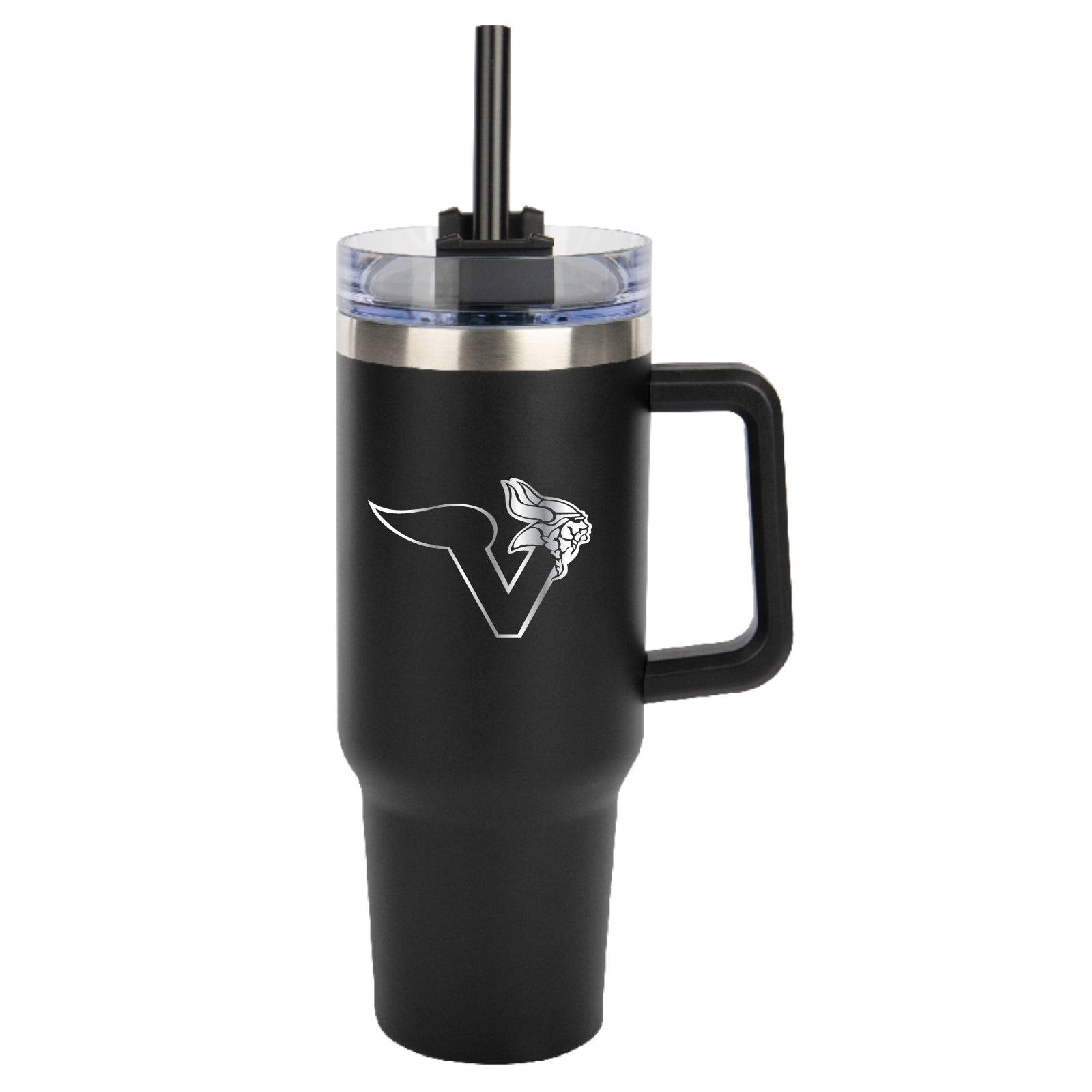 Voorhees H.S. - Laser-Engraved 40oz Stainless Steel Tumbler w/Straw