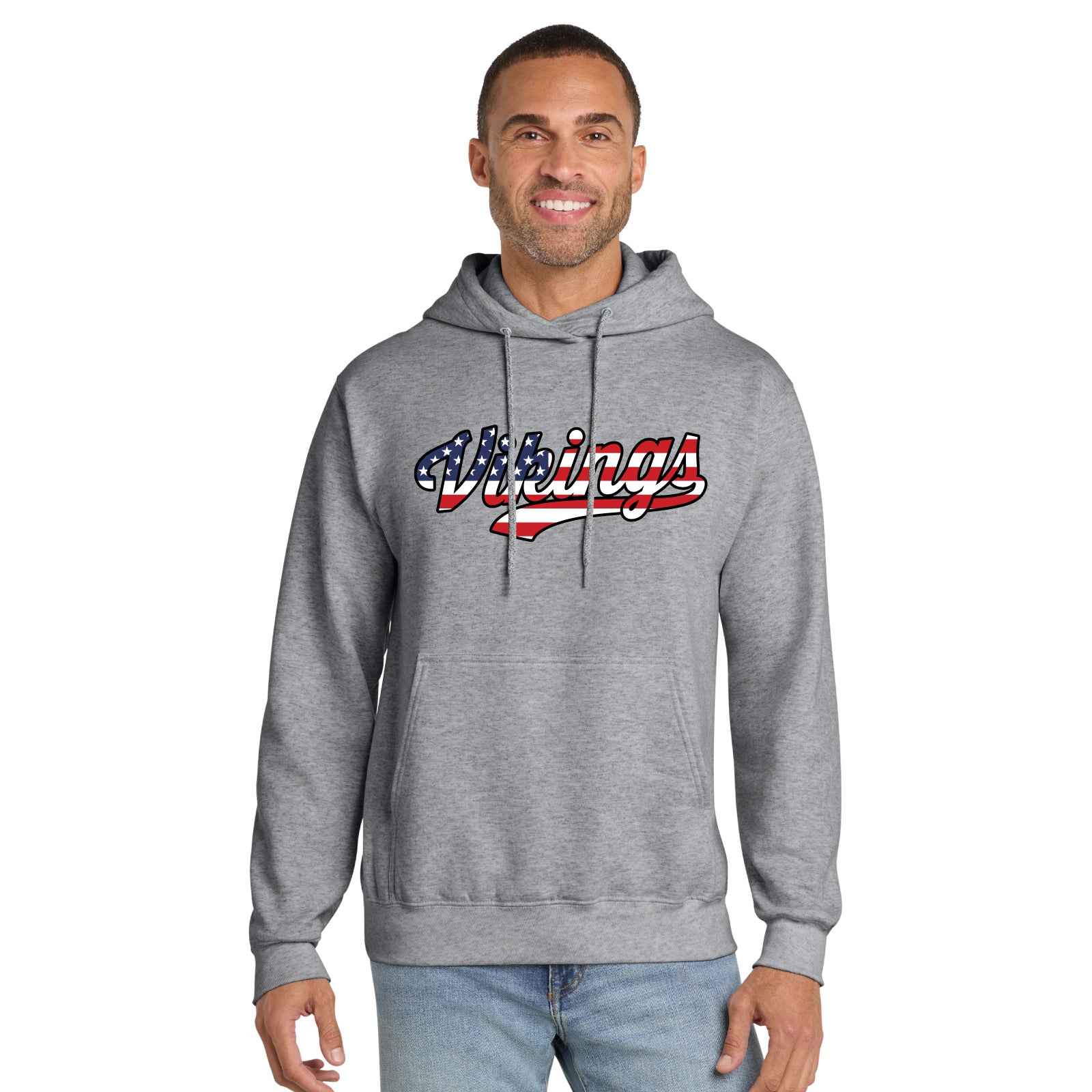 Voorhees H.S. - American Flag Adult Unisex Fleece Hooded Sweatshirt