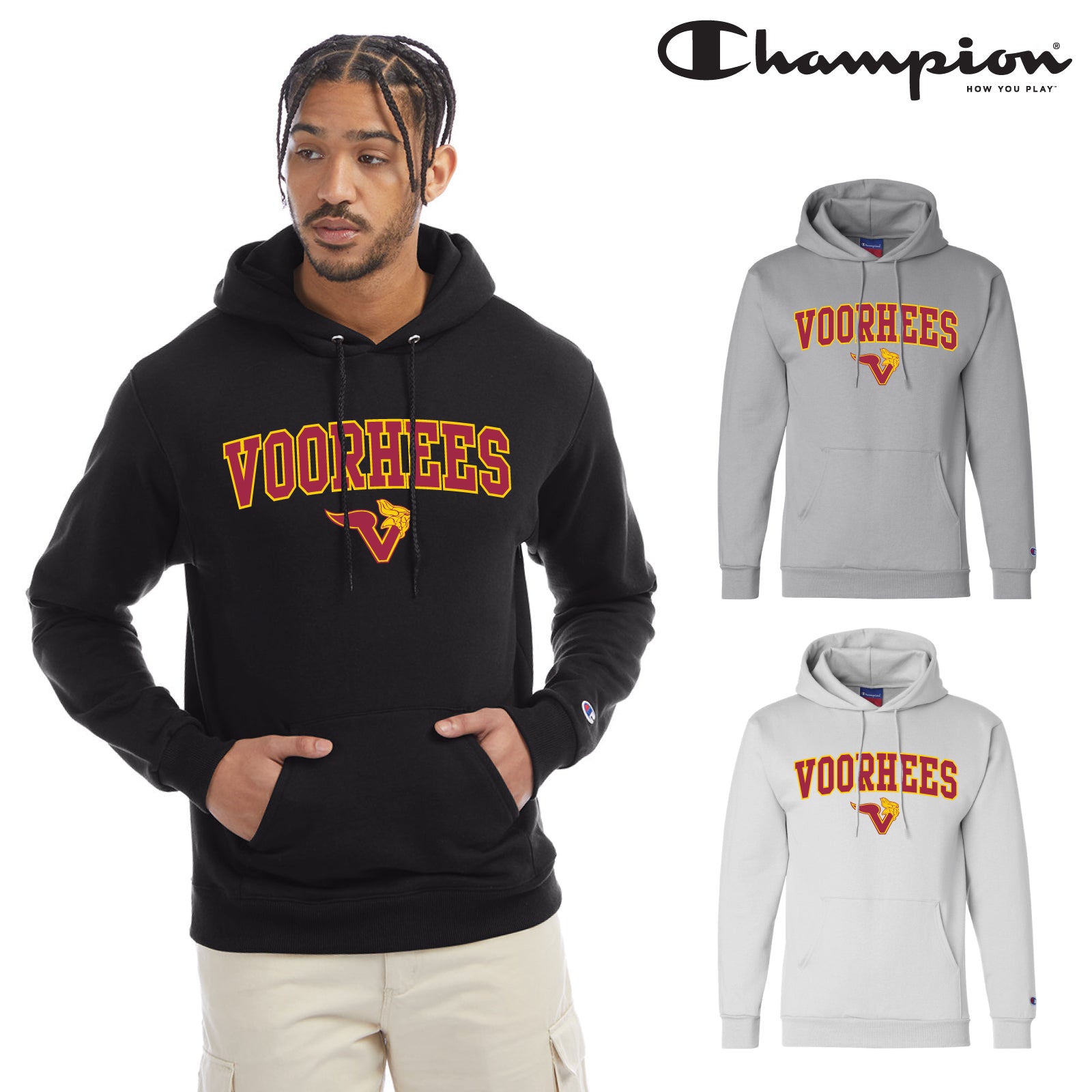 Voorhees H.S. - Champion® Youth/Adult Unisex Powerblend Hooded Sweatshirt