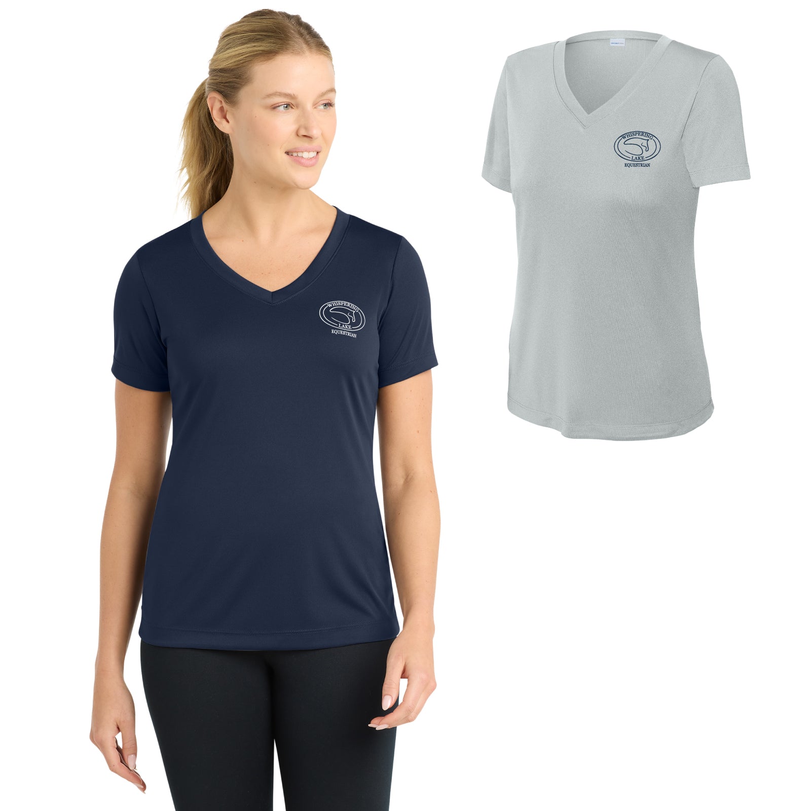 Whispering Lake Equestrian - Women's PosiCharge® Wicking V-Neck Short Sleeve Tee