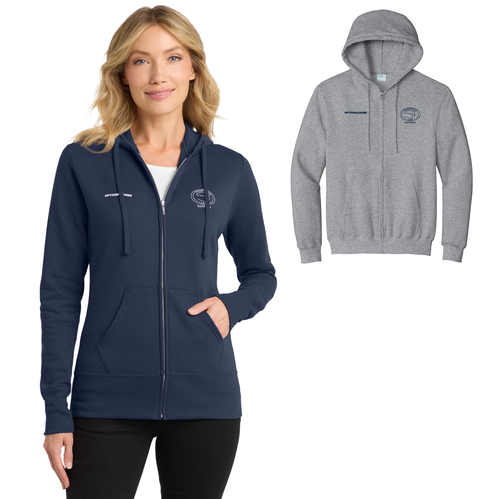 Whispering Lake Equestrian - Youth / Women's / Adult Unisex Fleece Full-Zip Hooded Sweatshirt