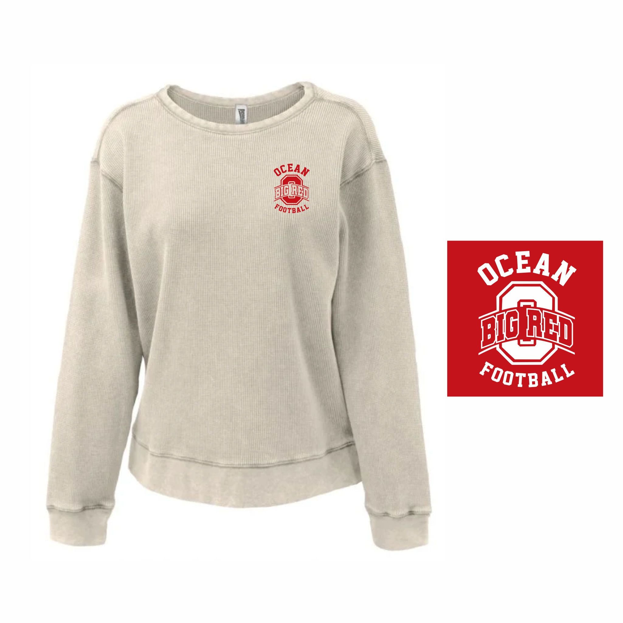 20. Ocean Football - Ladies Waffle Crewneck